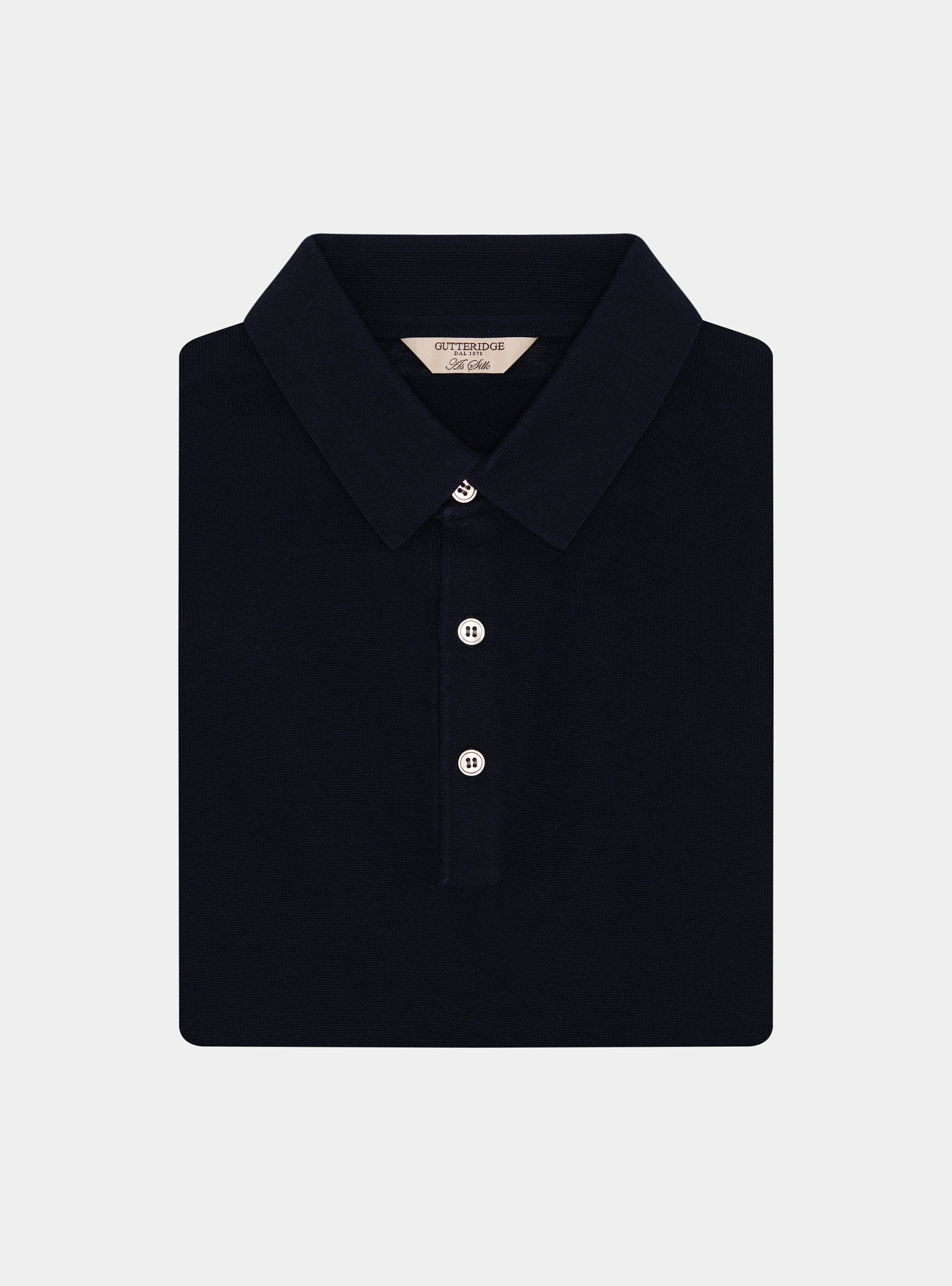 Cotton and silk polo shirt, NAVY BLUE