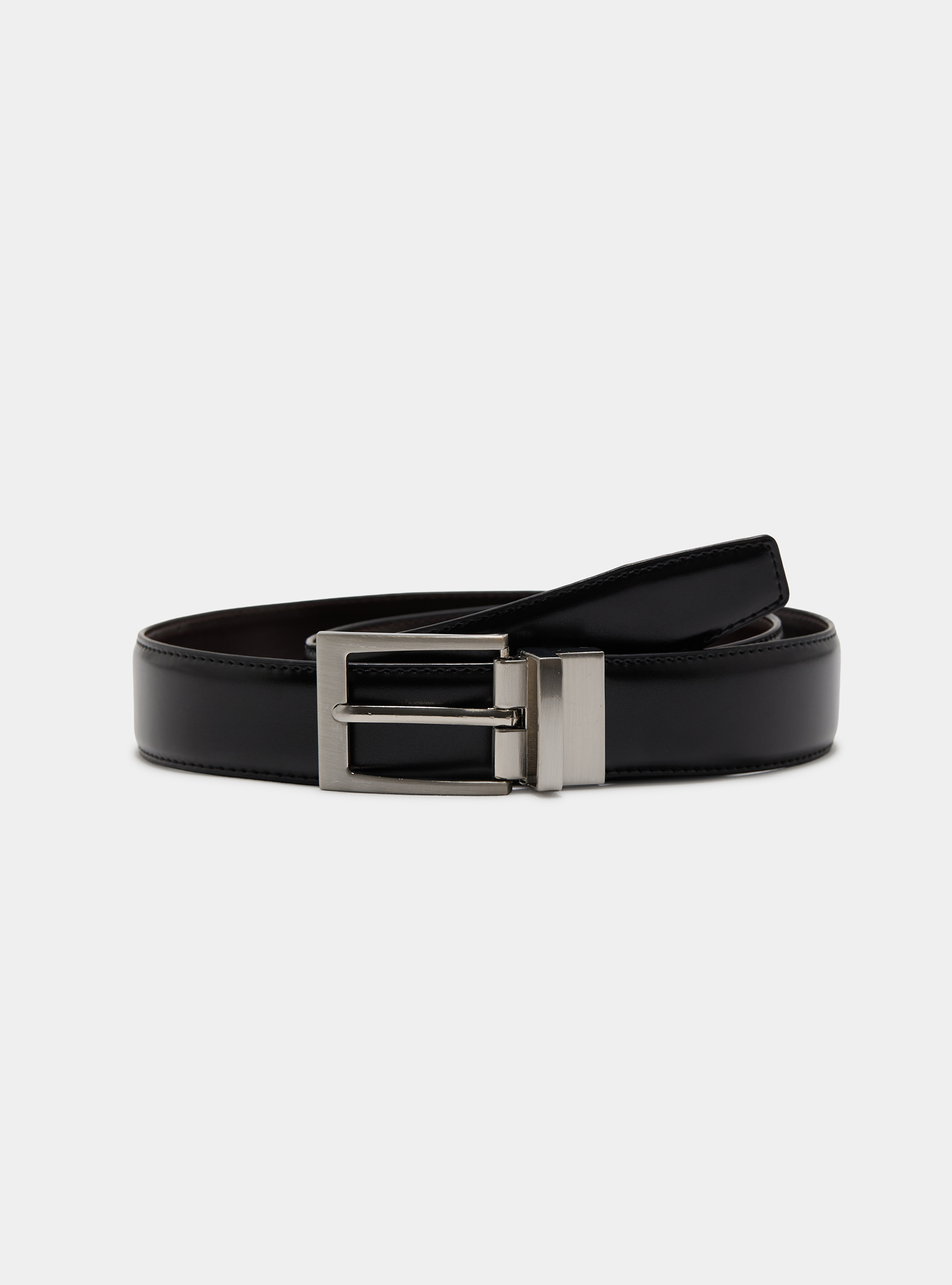 Classic reversible leather belt, BLACK