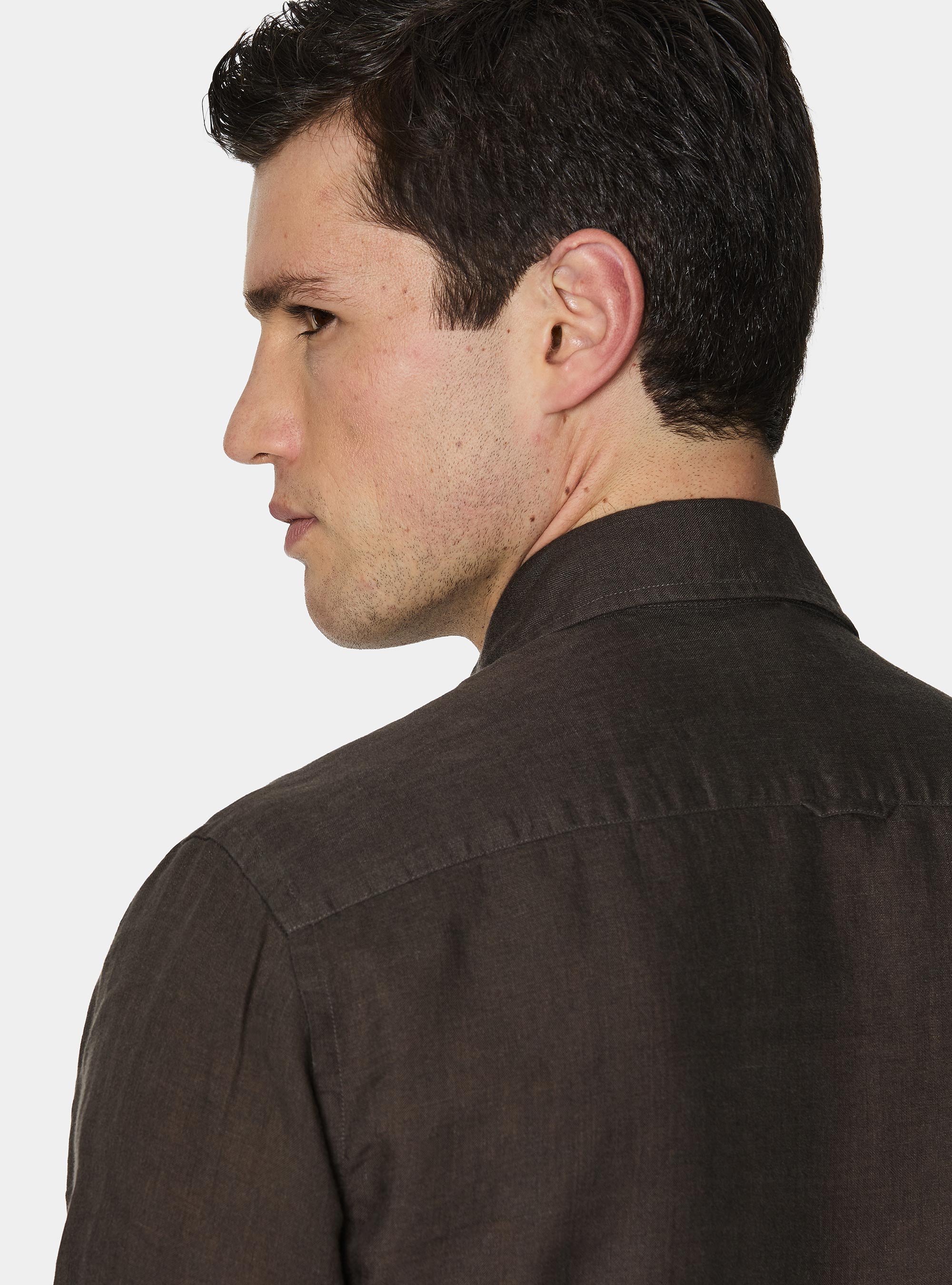 Pure linen shirt, BROWN