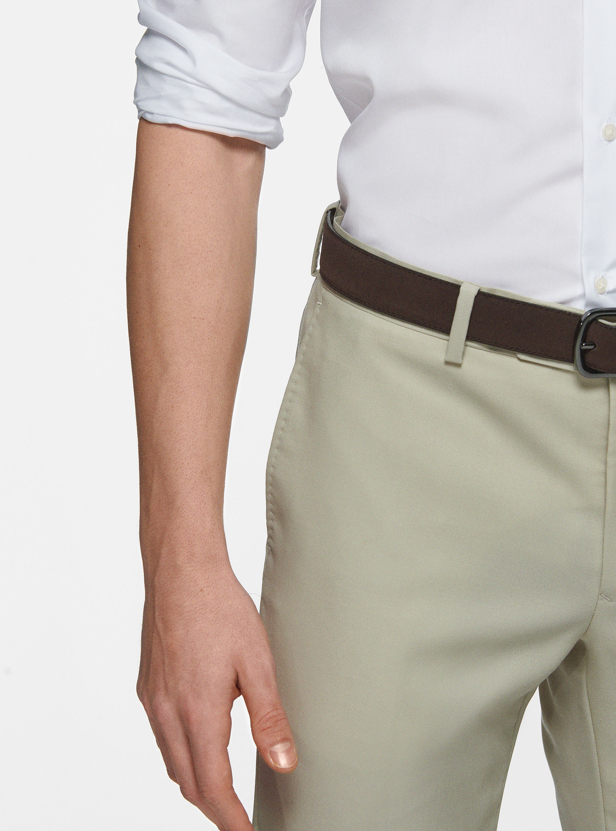 Chemise en coton fil &agrave; fil, BLANC