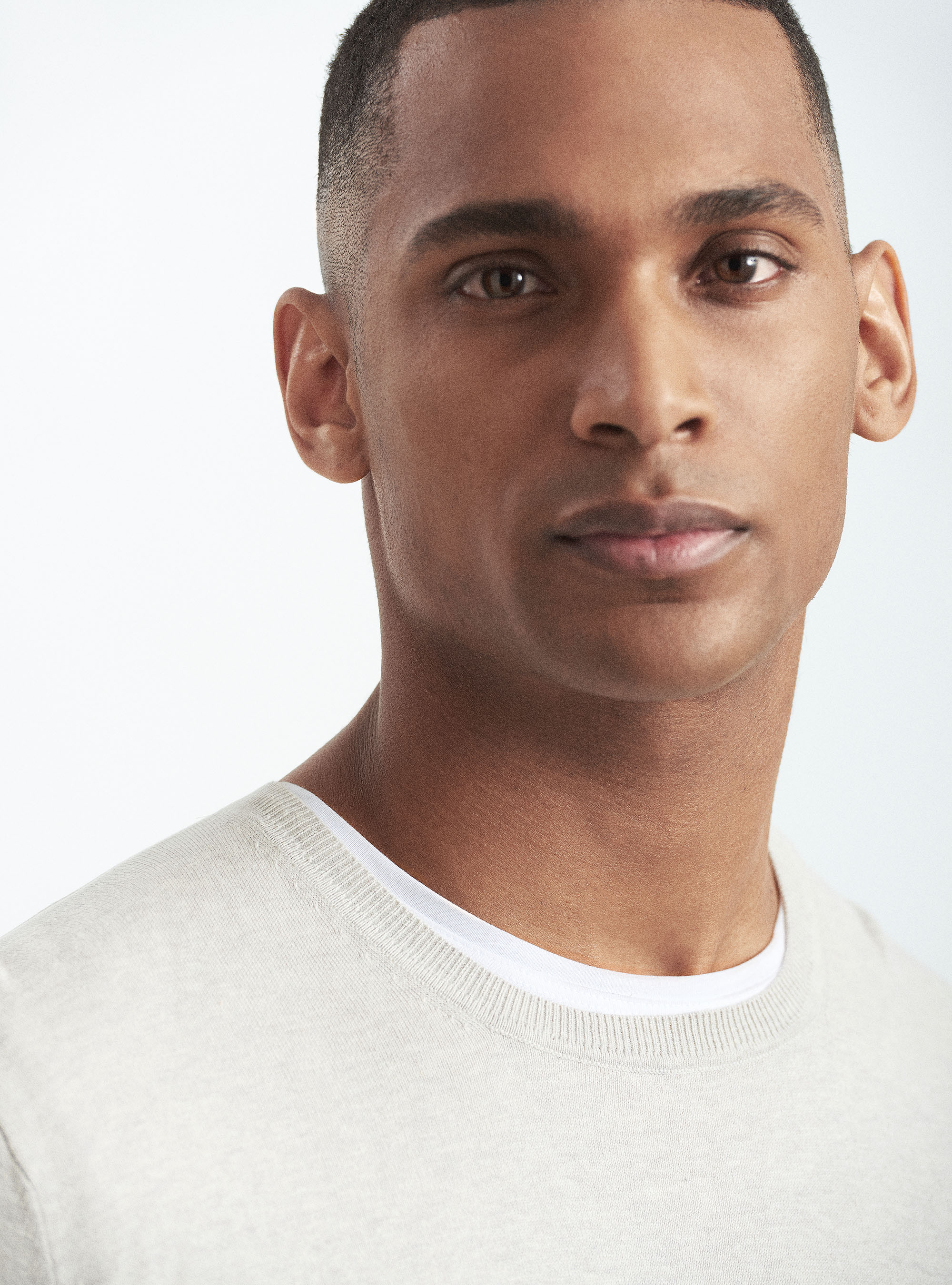 Maglia girocollo in cotone seta e cashmere, GRIGIO CHIARO MELANGE