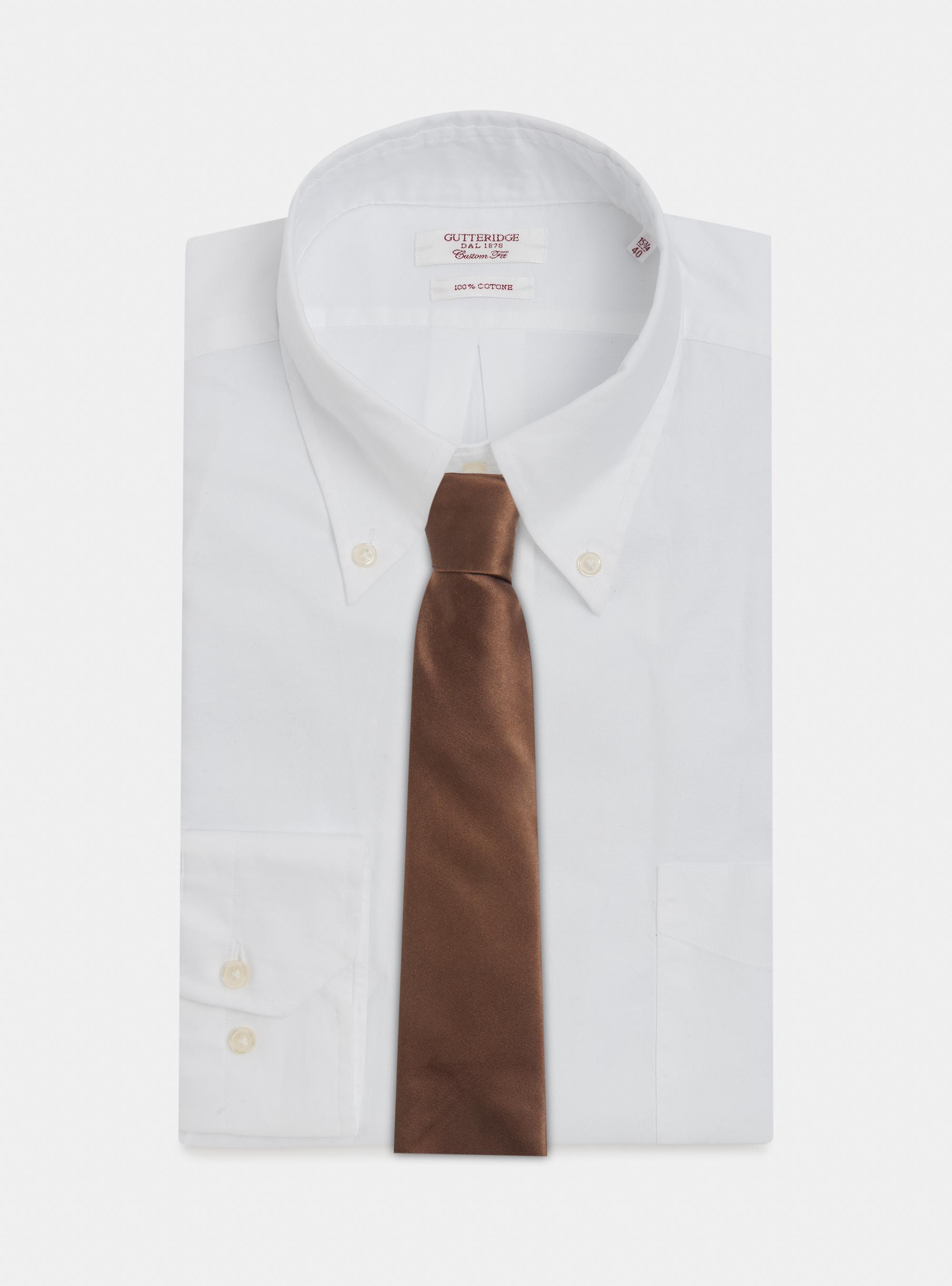 Cravate en soie de couleur unie, MARRON