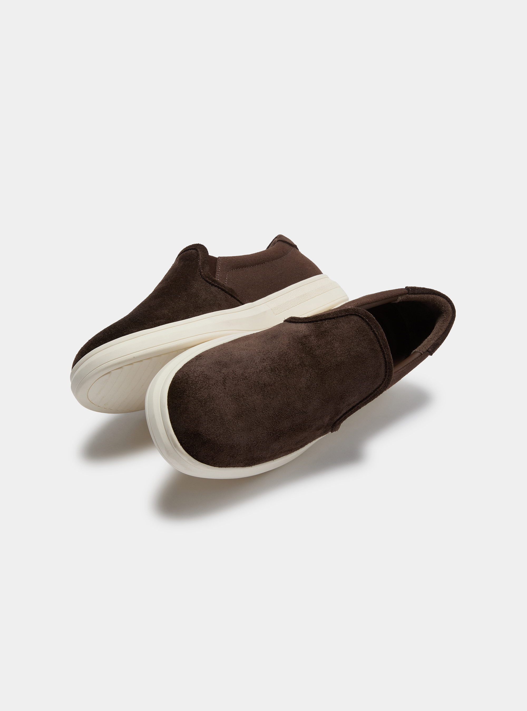 Suede and canvas slip-on, BROWN