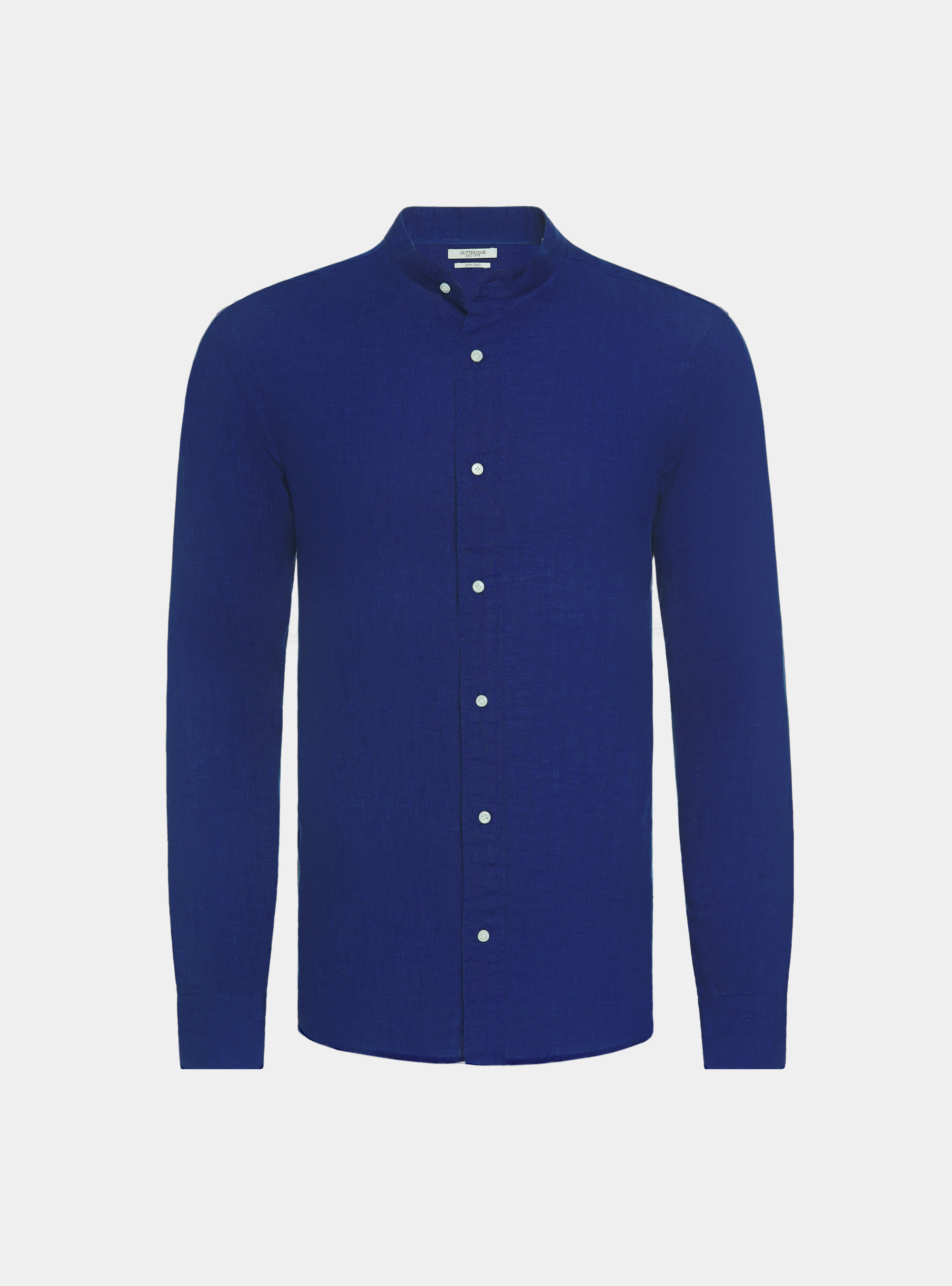 Camicia coreana in puro lino, BLU