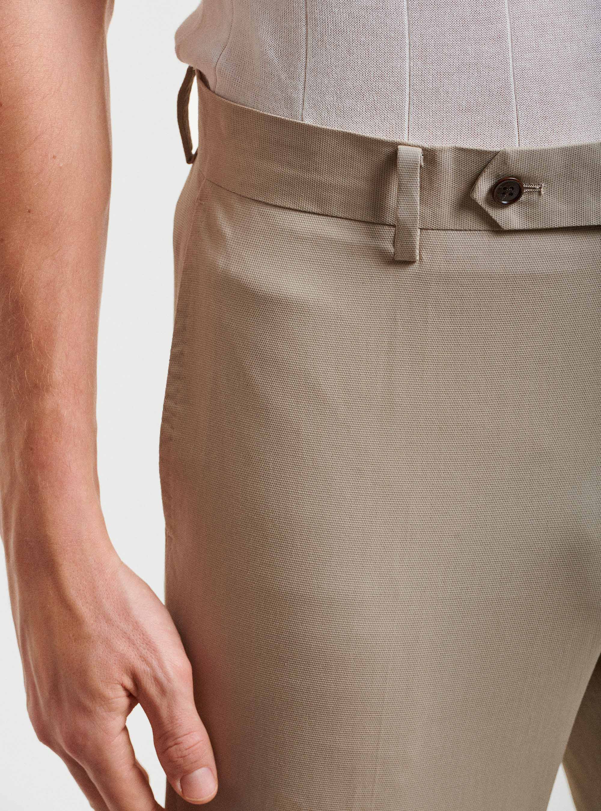 Armoured cotton suit trousers, SAND