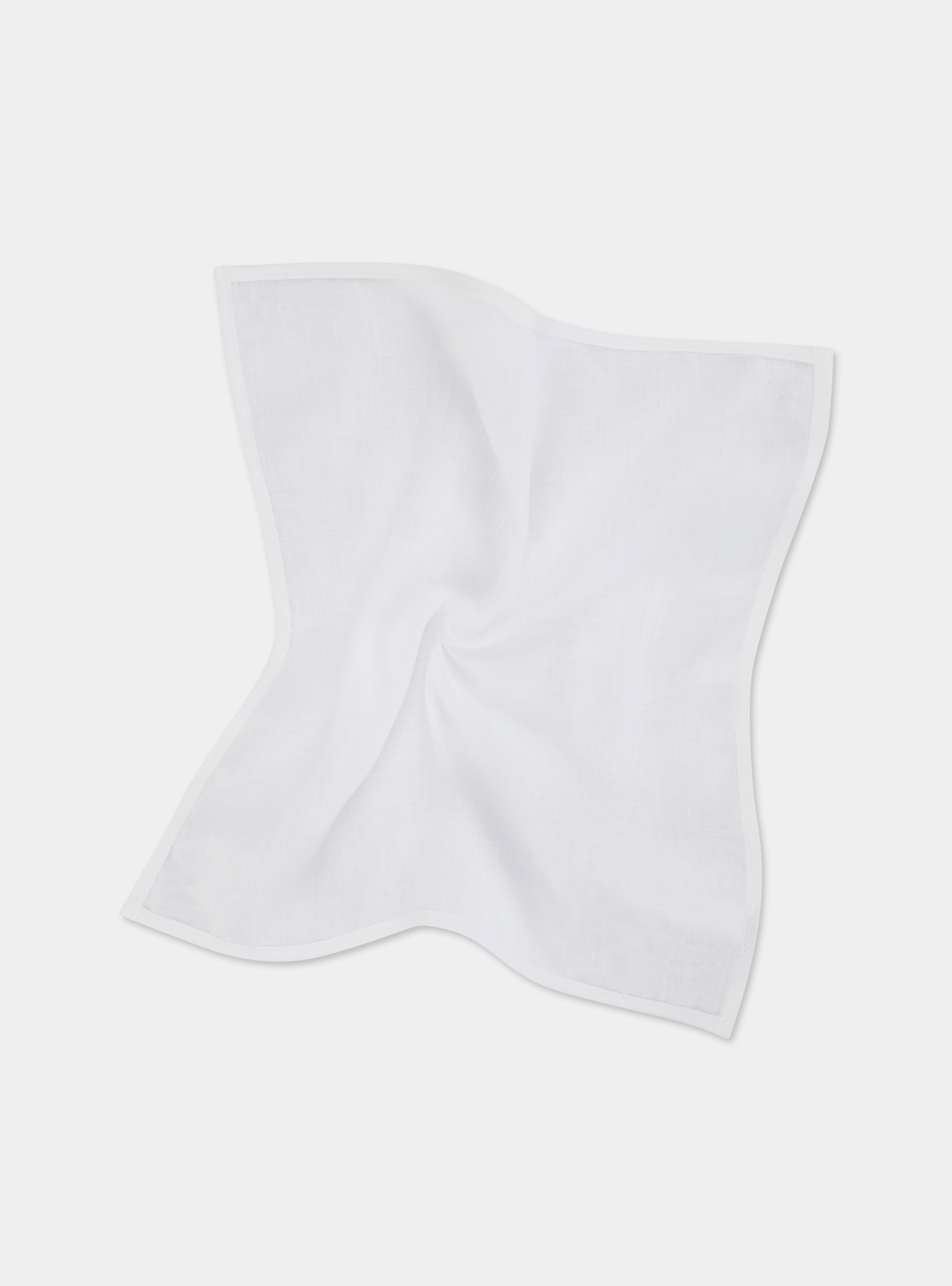 Linen pocket square, WHITE