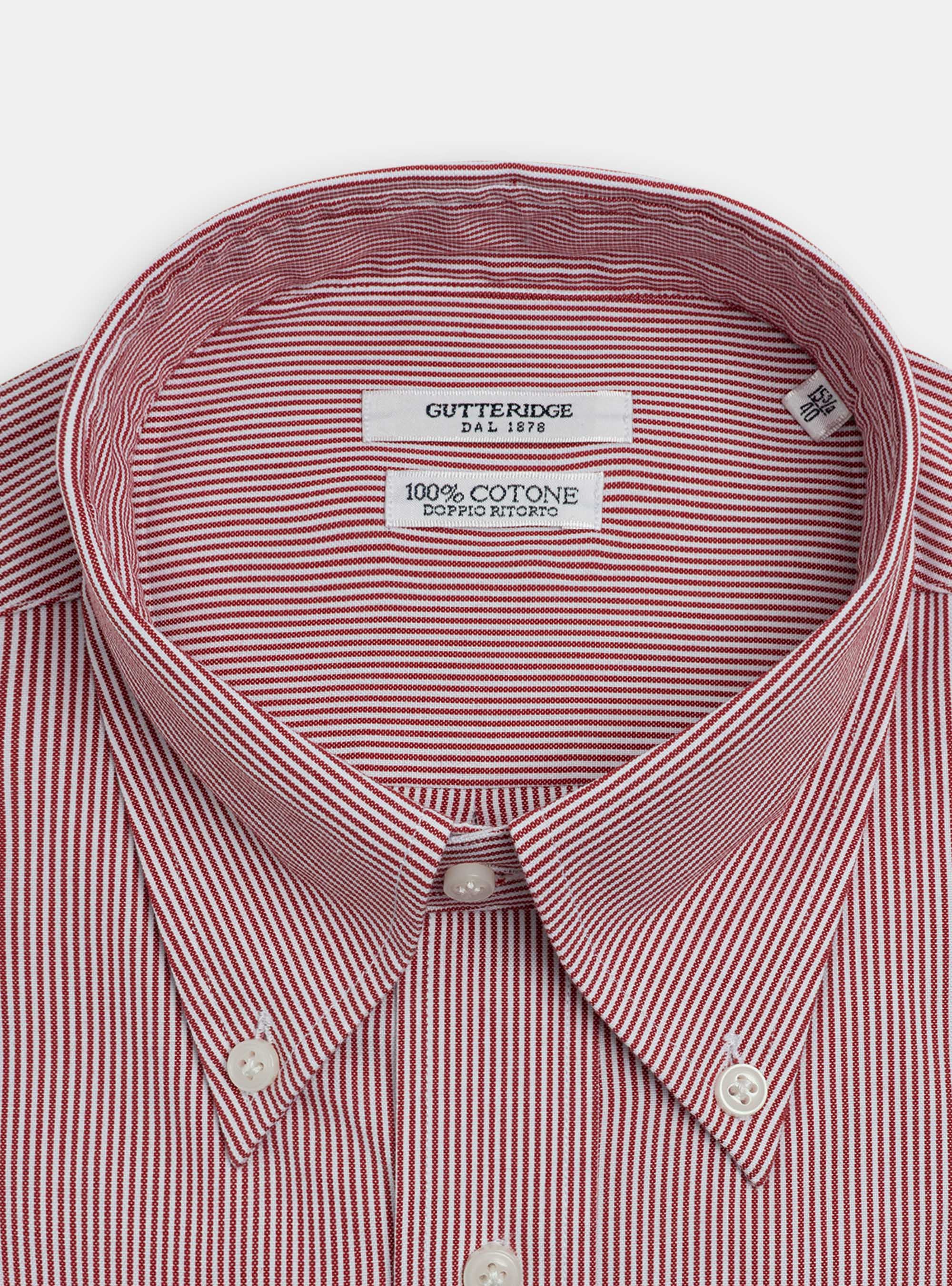 Double twisted cotton oxford button-down collar shirt, RED