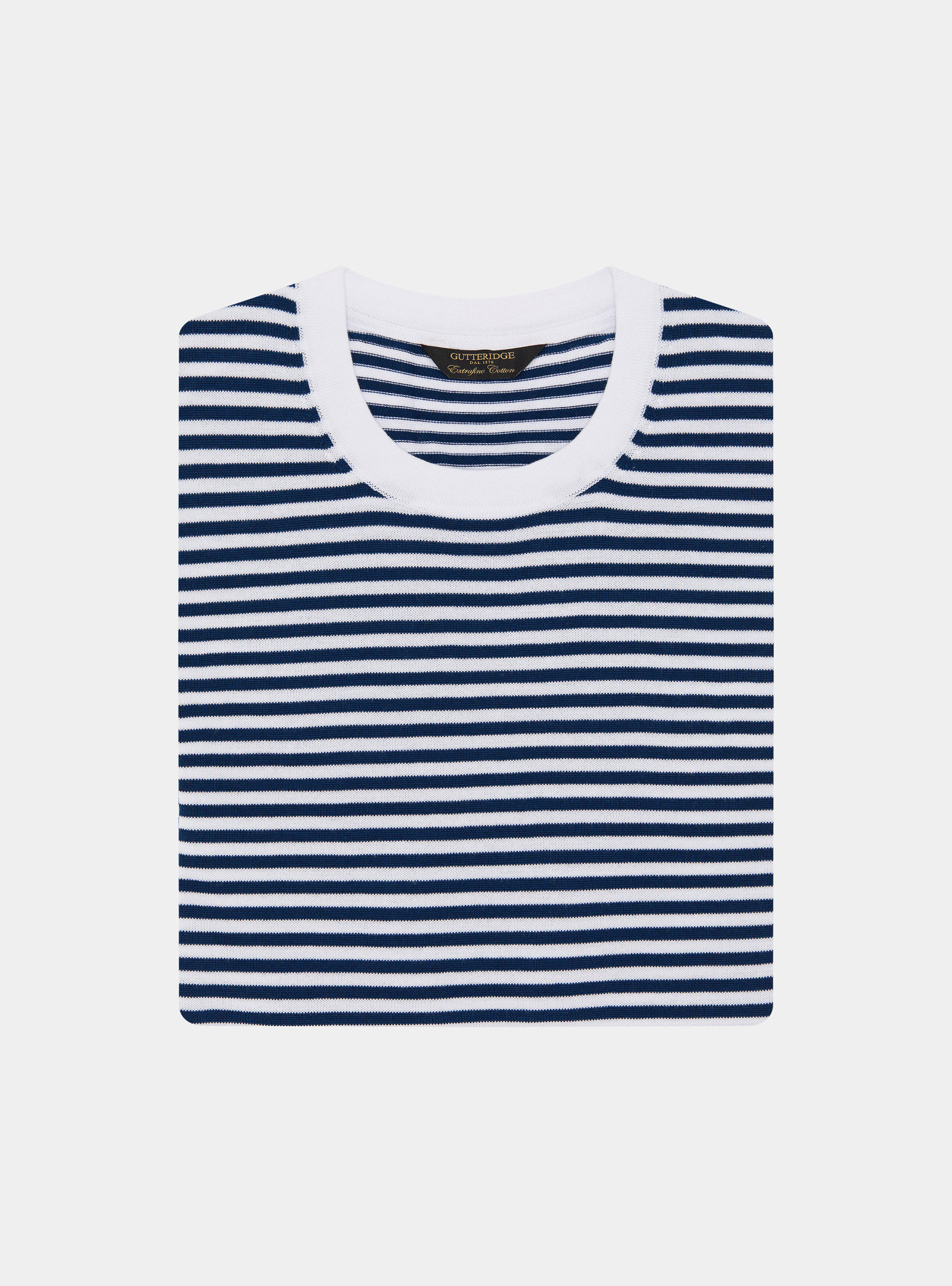Cotton striped crew neck sweater, WHITE