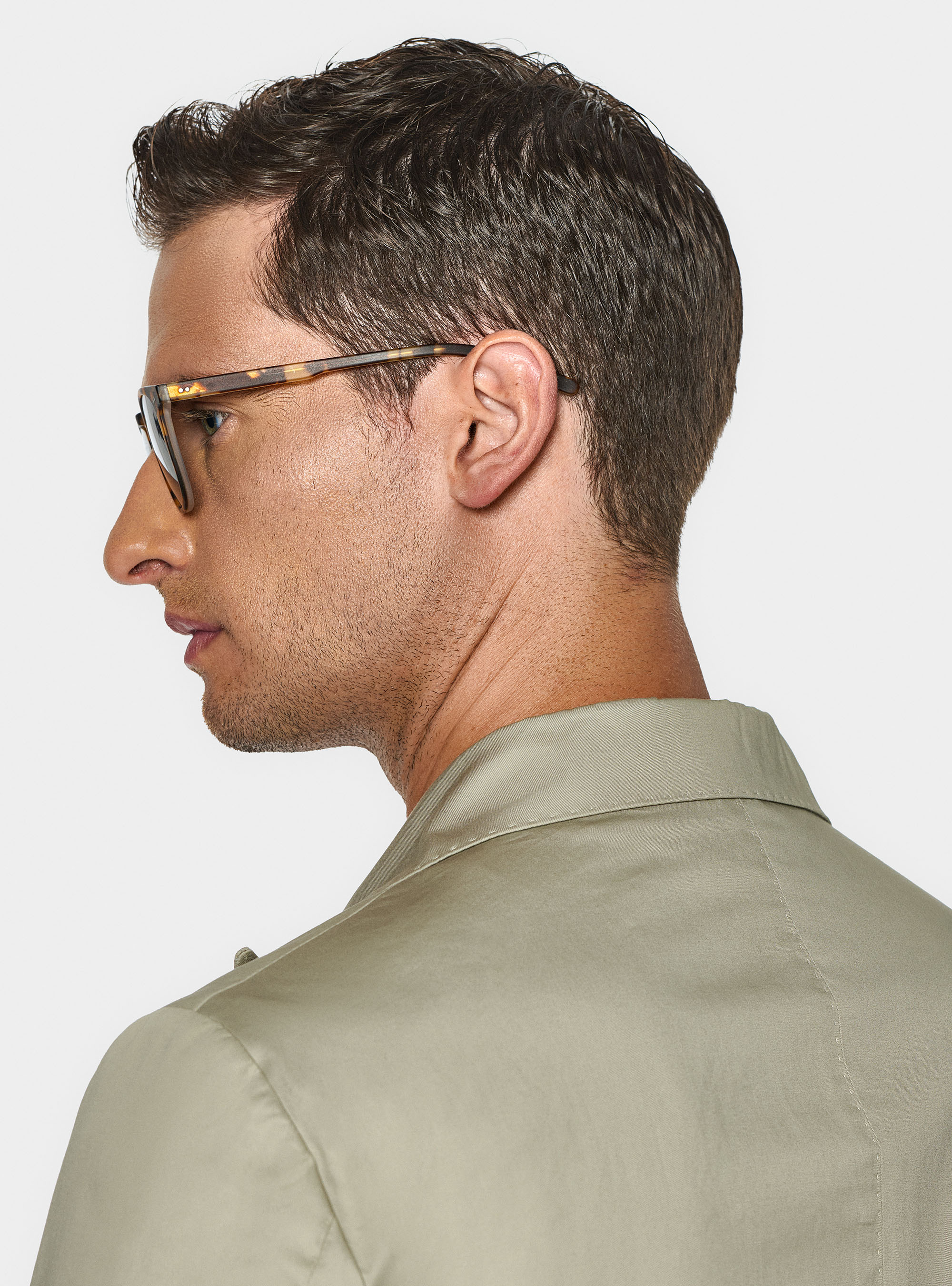 Double-breasted blazer in cotton poplin, ECRU