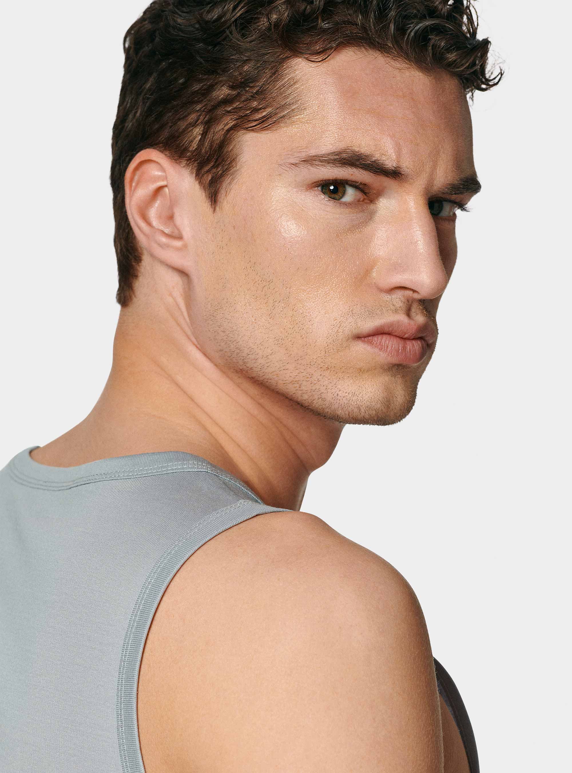 Tanktop aus Baumwollgarn, GRIGIO 0120C