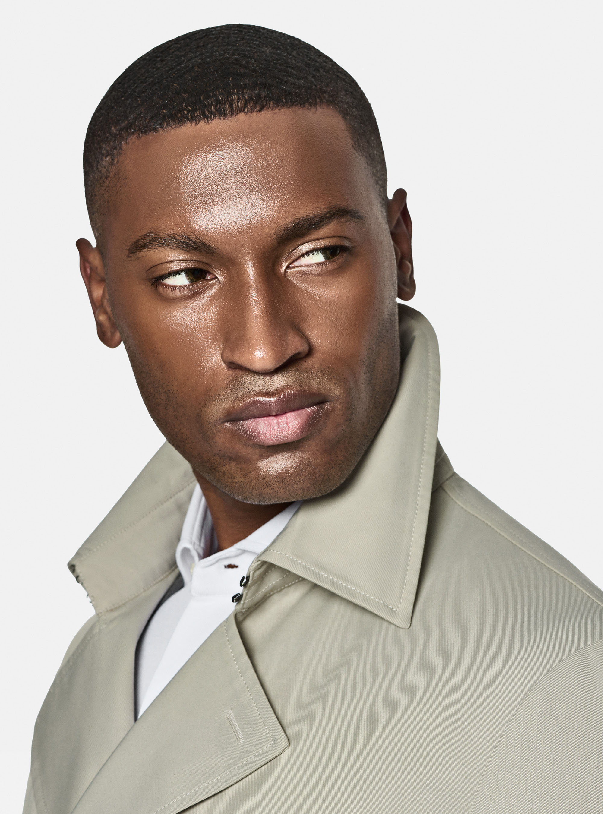 Cotton twill trench coat, ECRU