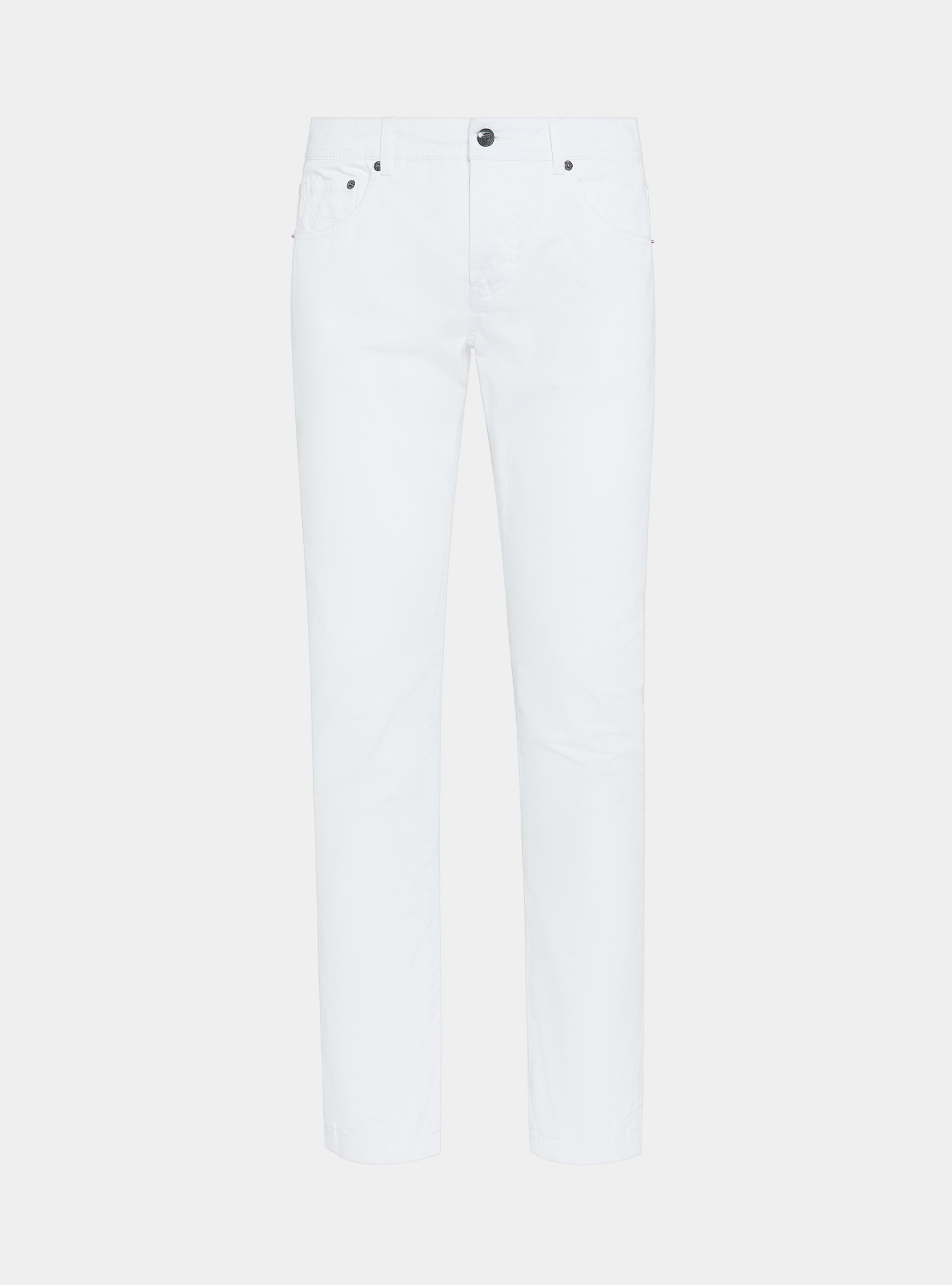Pantalon 5 poches en serg&eacute; de coton, BLANC