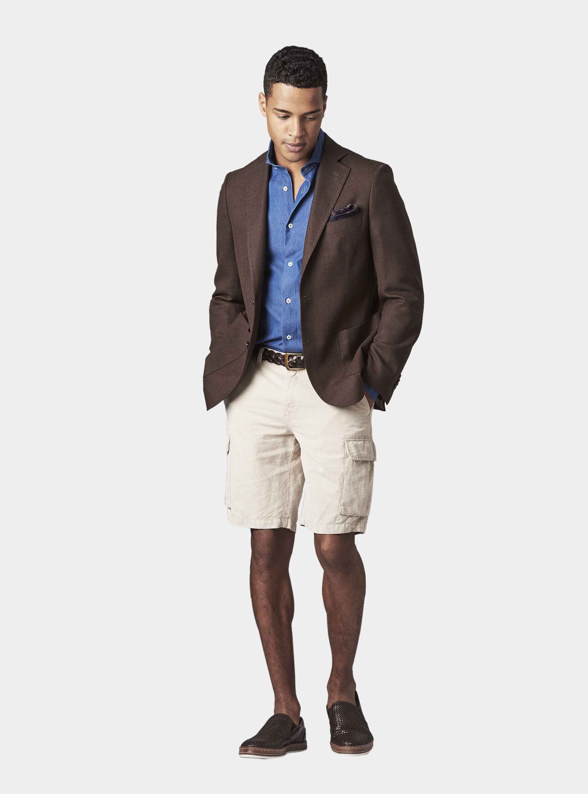 Micro-textured pure wool blazer, BROWN