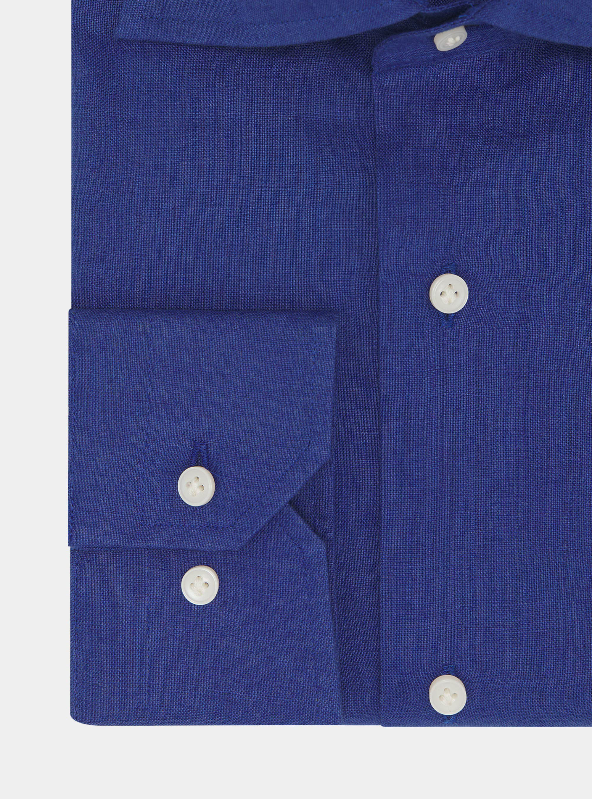 Italian collar shirt in pure linen, BLUE