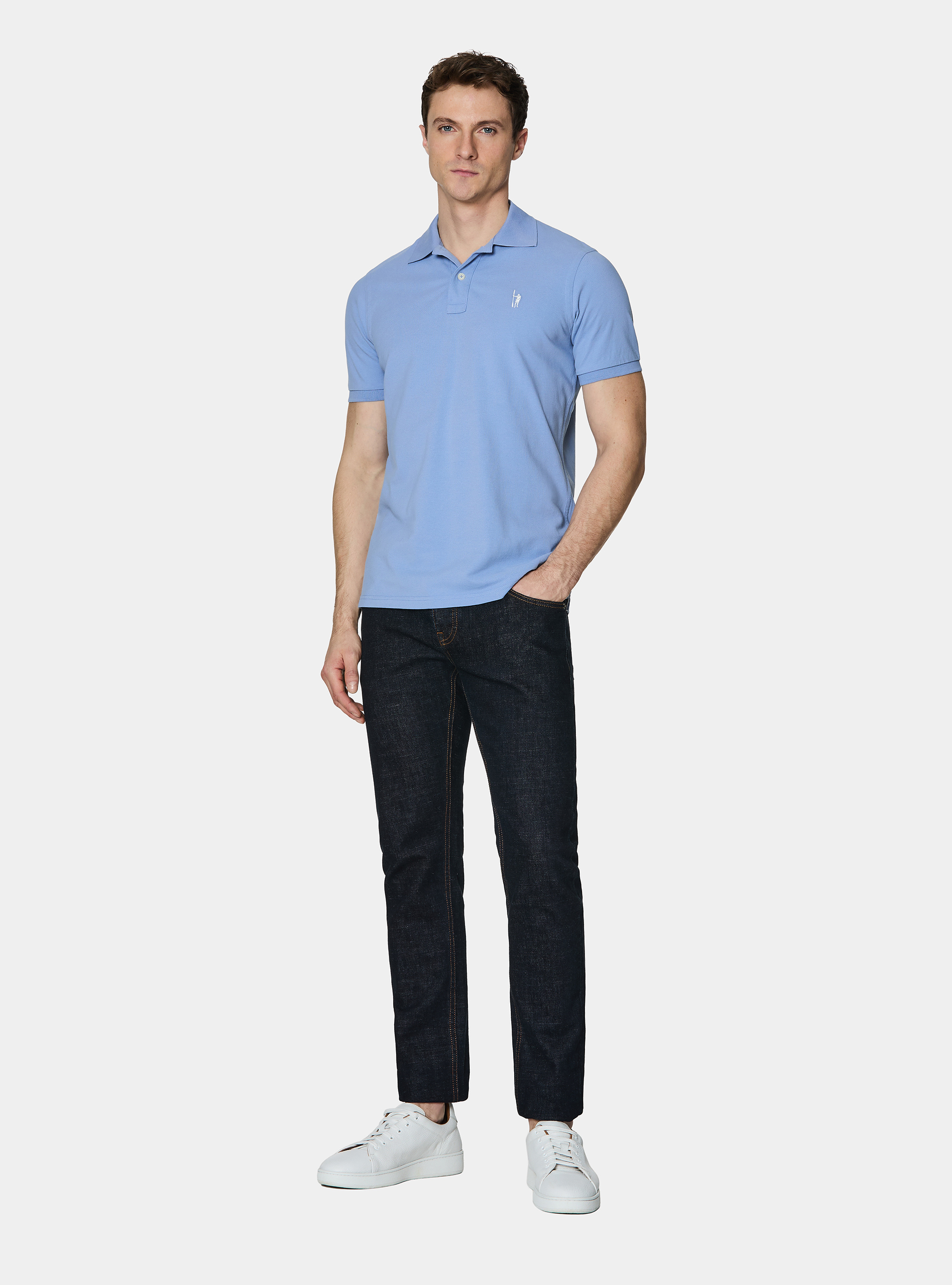Polo classique en piqu&eacute;, BLEU CIEL