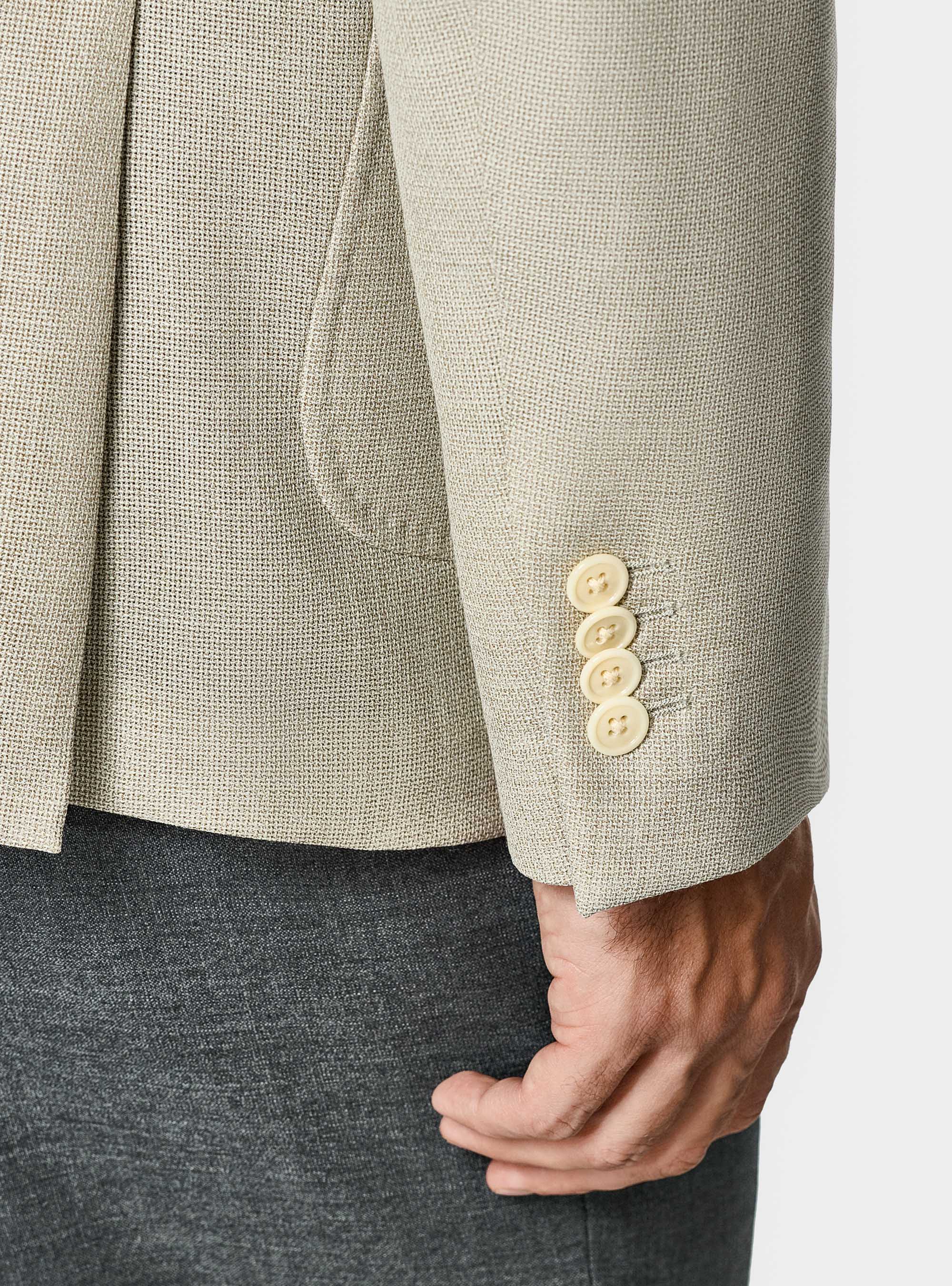 Pure wool hopsack blazer Vitale Barberis Canonico, ECRU