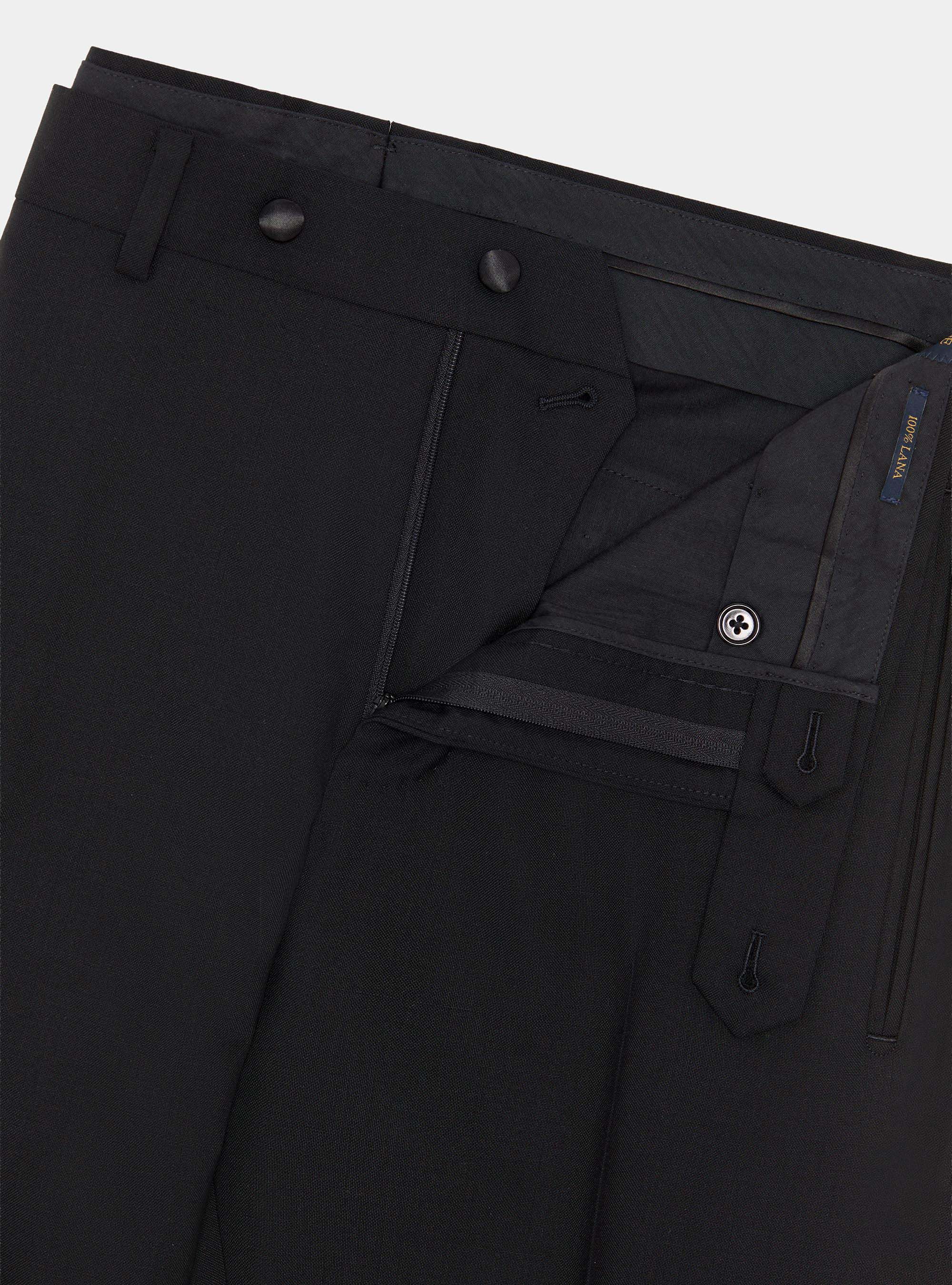 Pantaloni abito smoking in lana Vitale Barberis Canonico, NERO