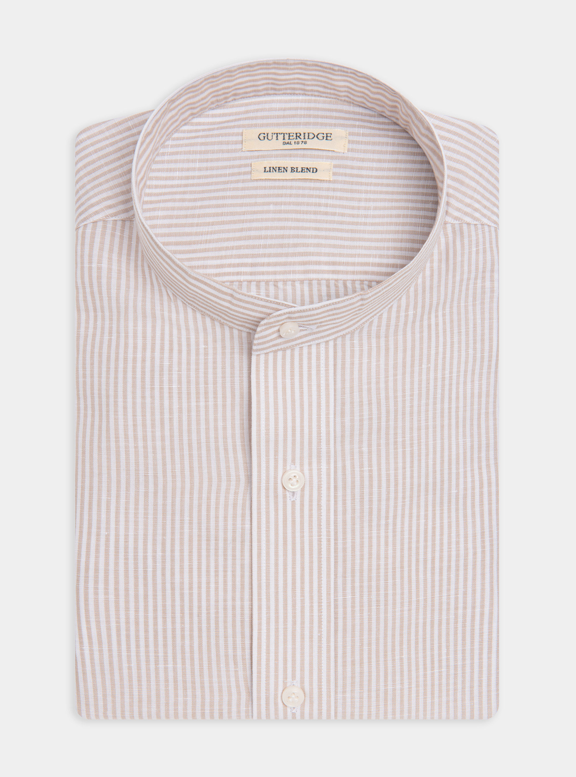 Korean collar shirt in linen and cotton, SAND