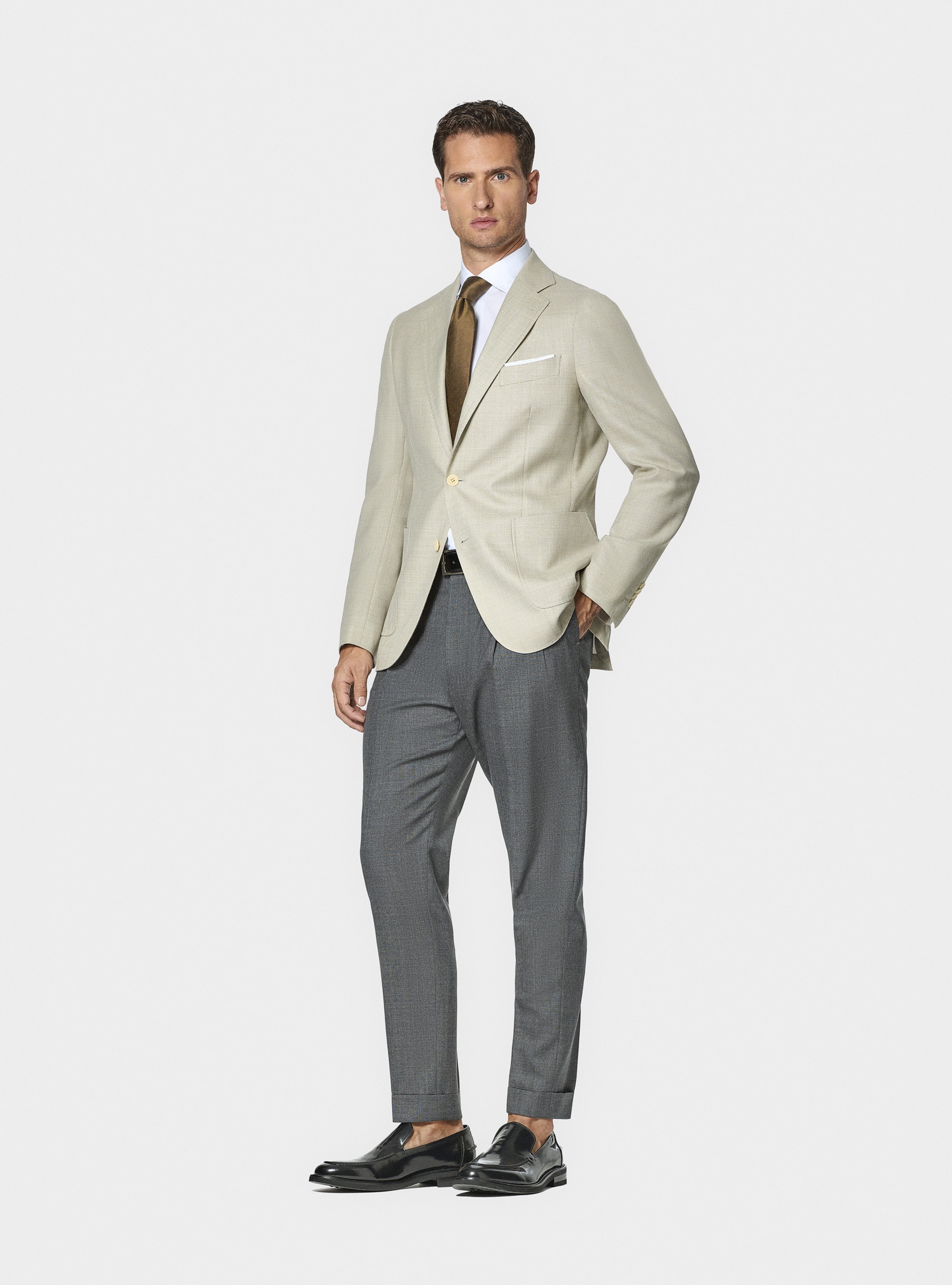 Pure wool hopsack blazer Vitale Barberis Canonico, ECRU
