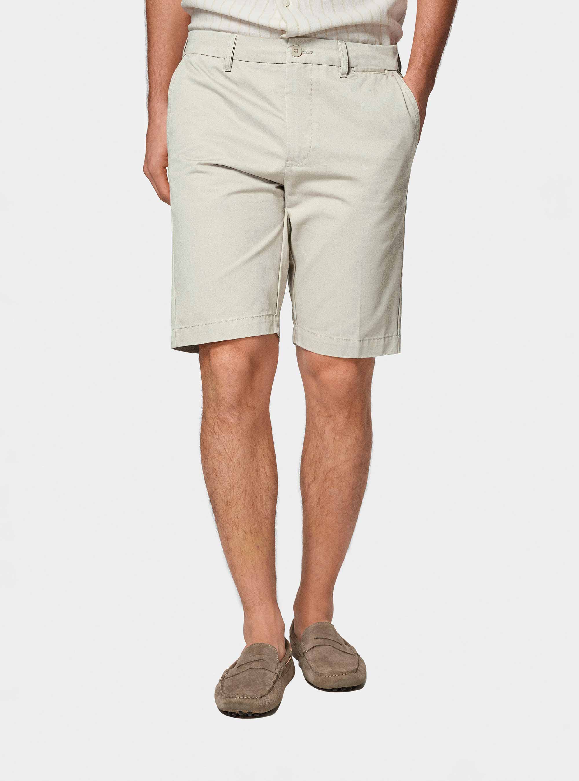 Cotton twill bermuda shorts, OFF-WHITE