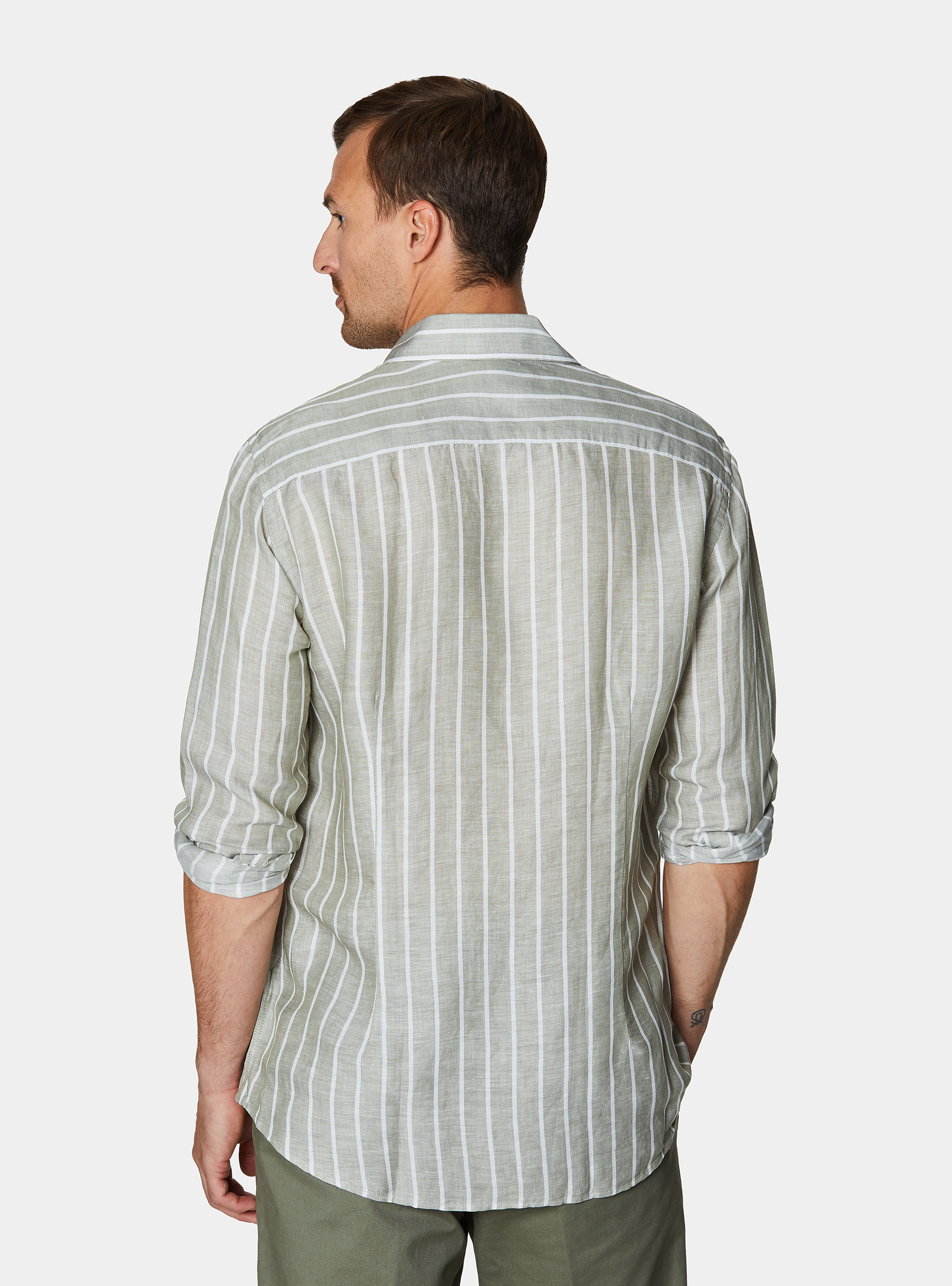 Linen blend striped shirt, SALVIA 0602C