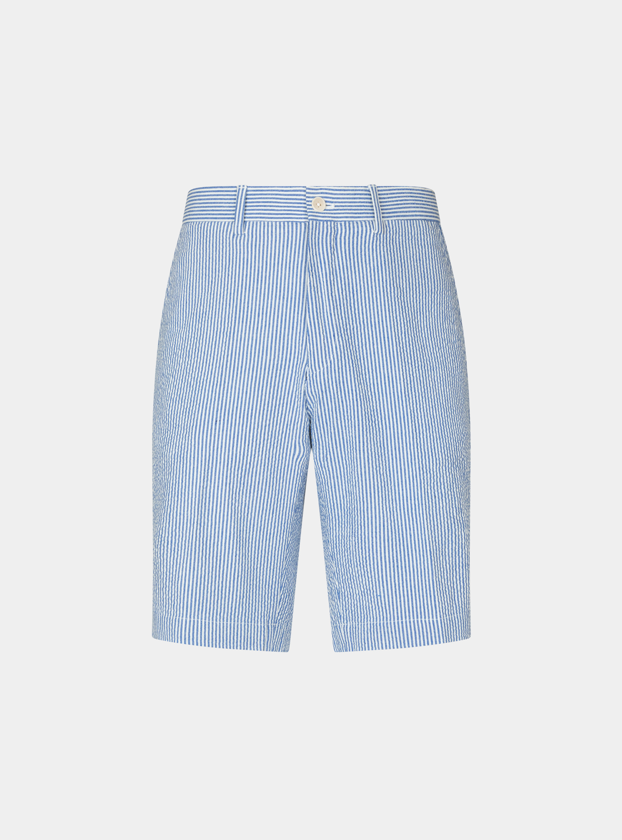 Bermudas de algod&oacute;n seersucker a rayas, CELESTE