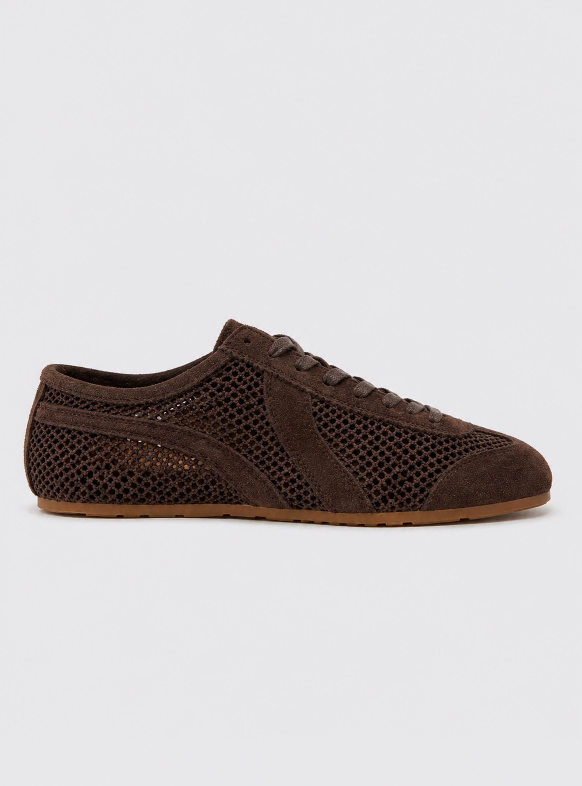 Zapatillas de ante y malla, MARRON