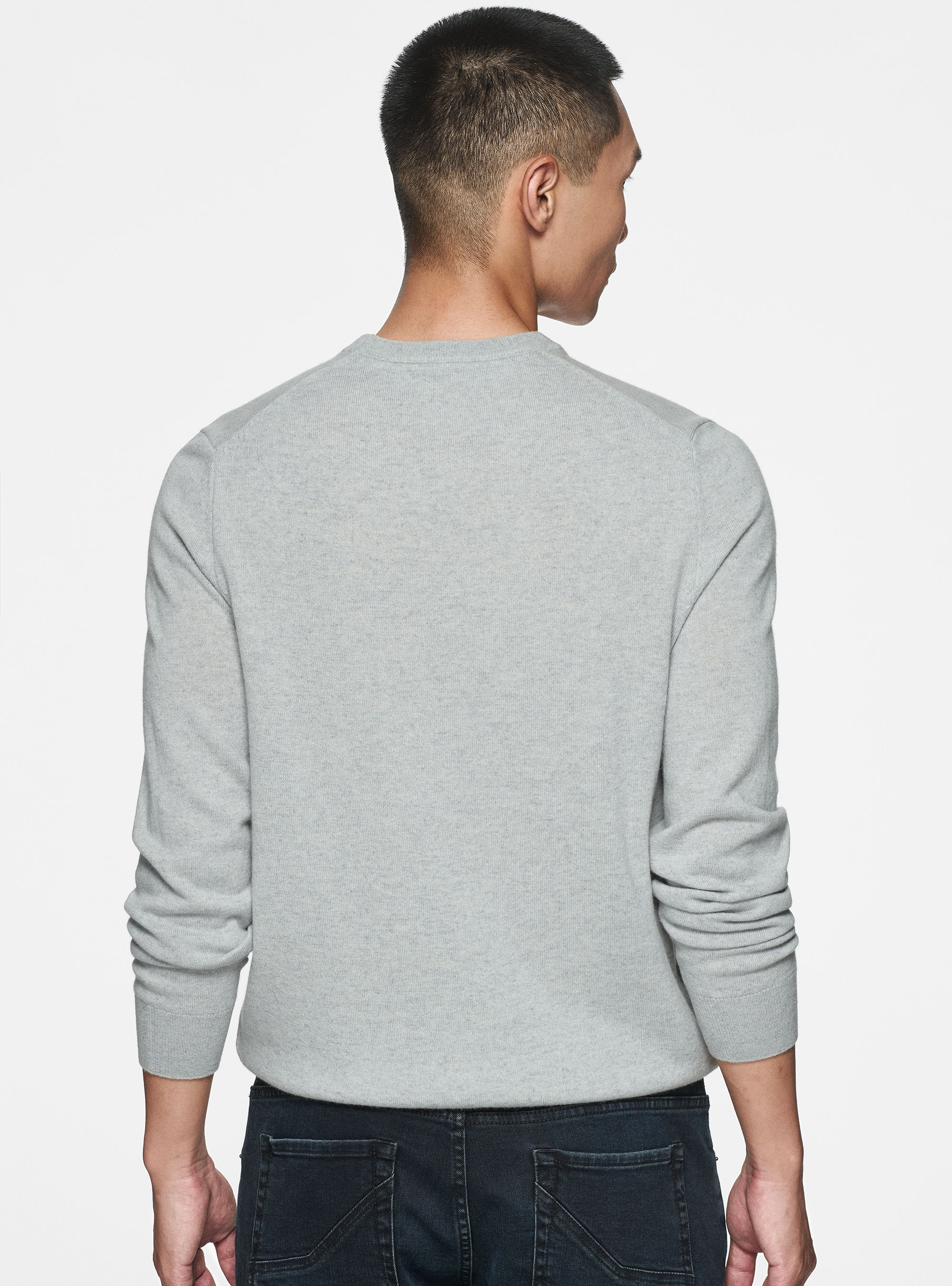 Cashmere crew-neck sweater, LIGHT GREY MELANGE
