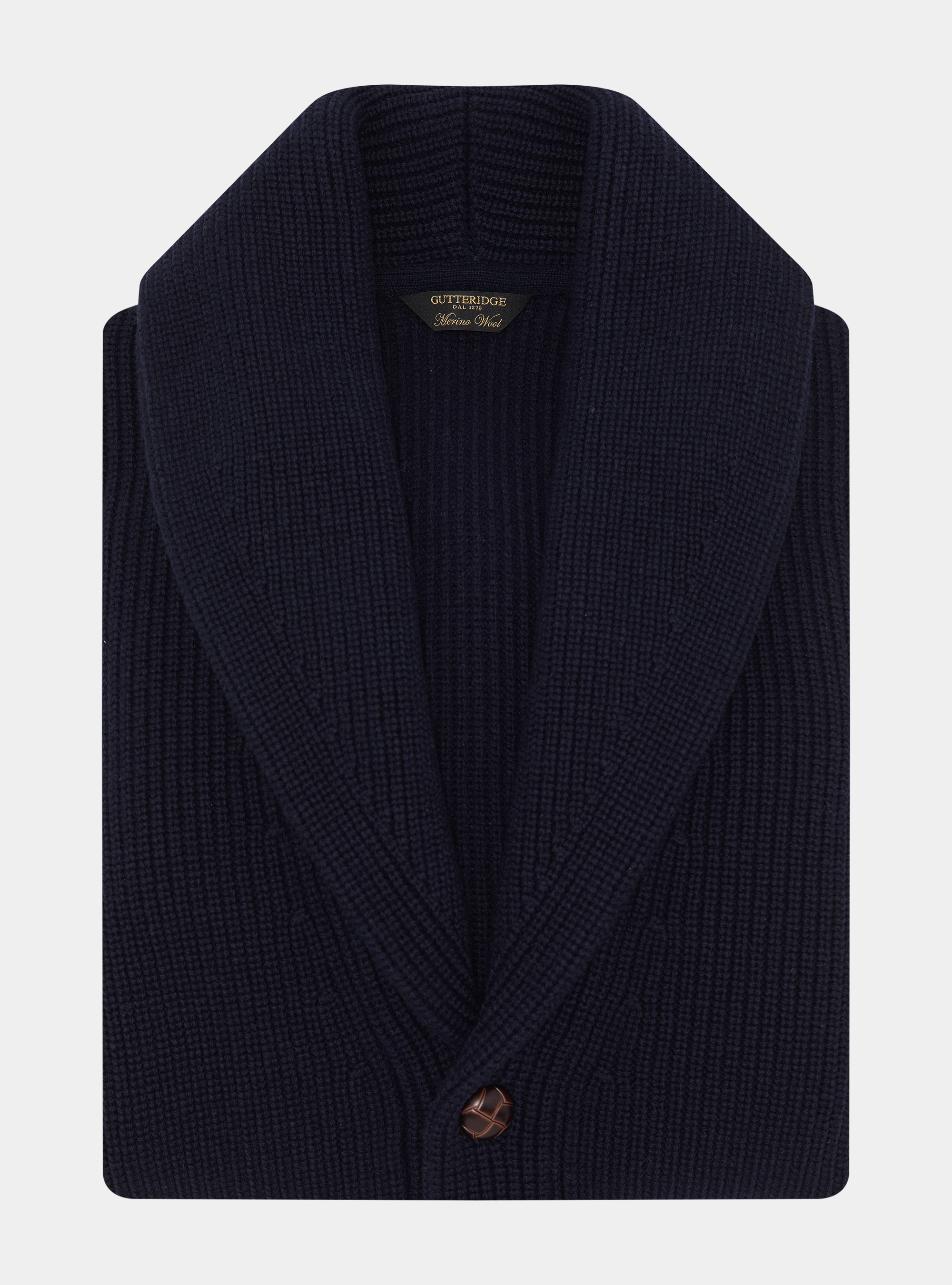 Merino wool shawl knit cardigan, NAVY BLUE