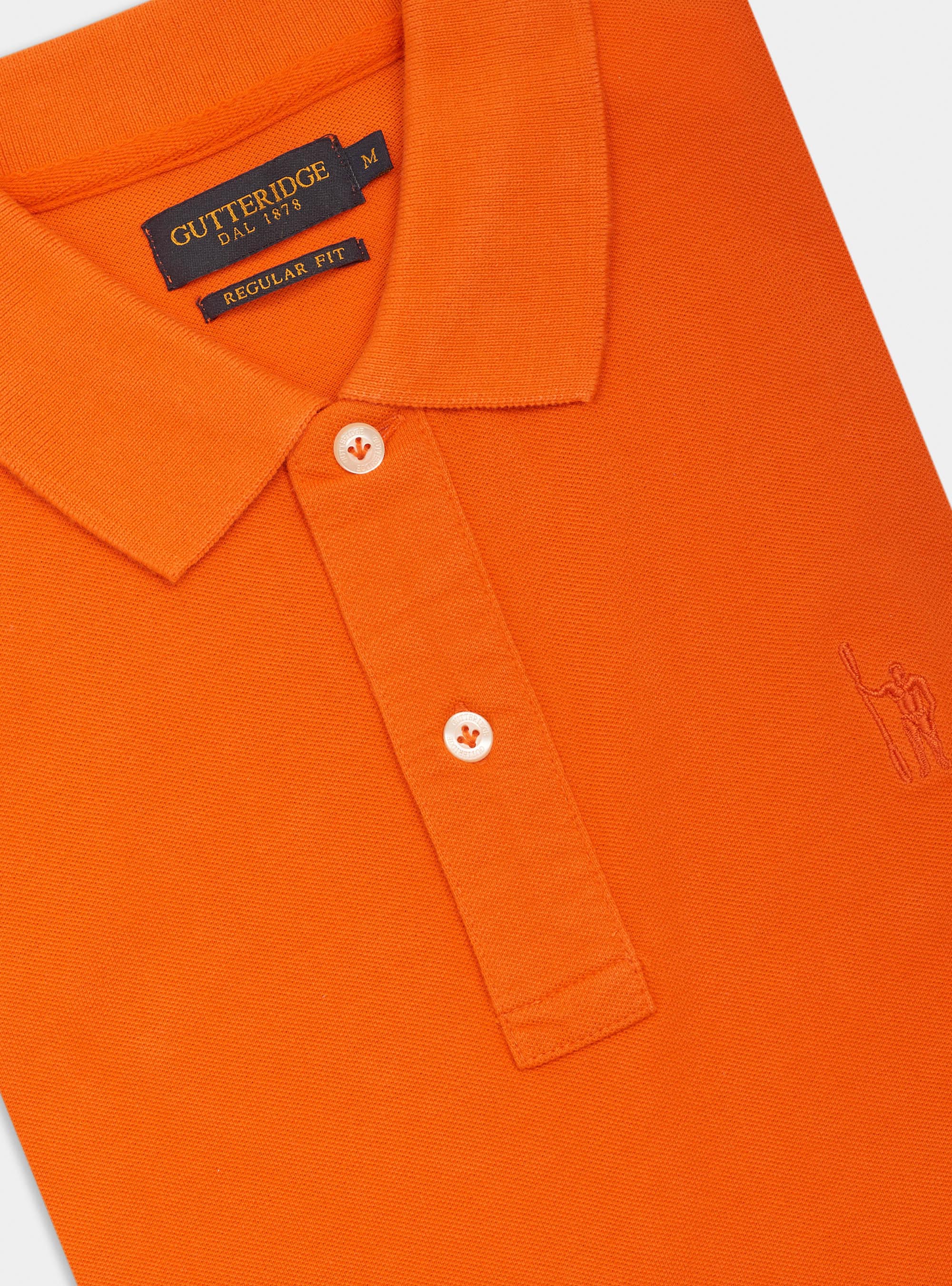 Polo classica con ricamo, ARANCIONE