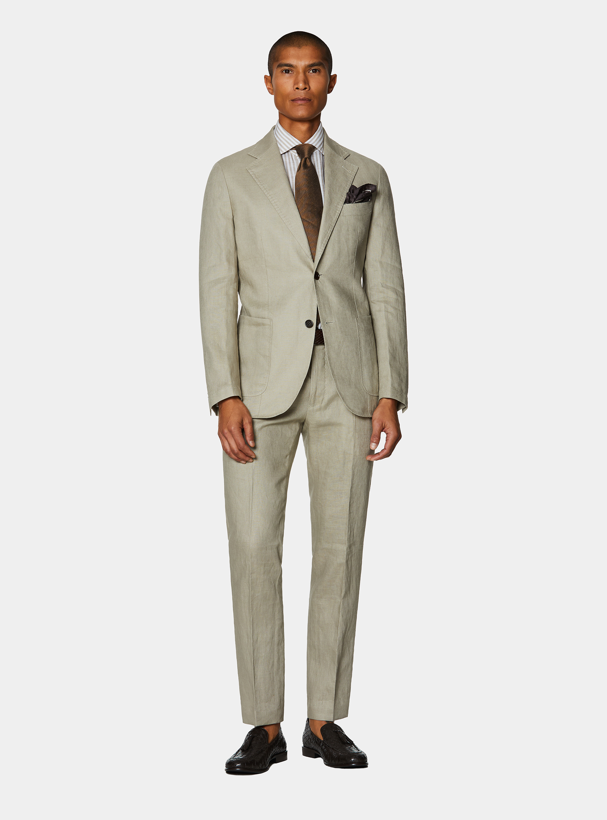 Pure linen suit blazer, SAND