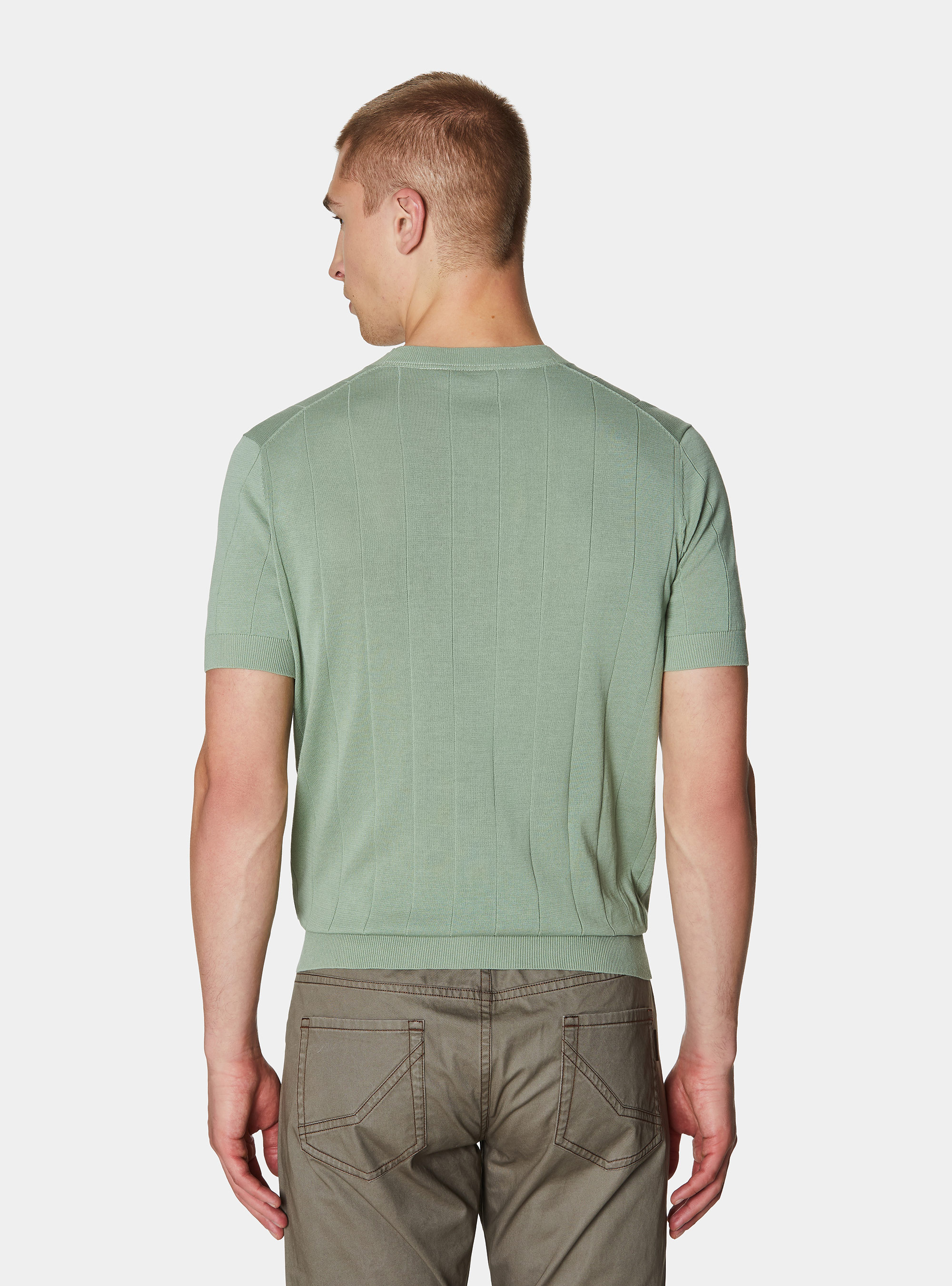 Pure cotton flat-ribbed sweater, SALVIA 0602C