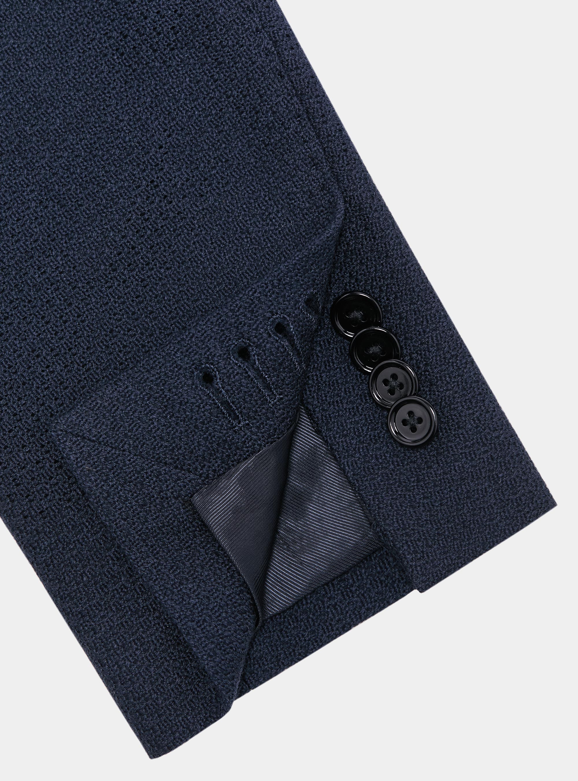 Wool and cotton leno blazer, NAVY BLUE