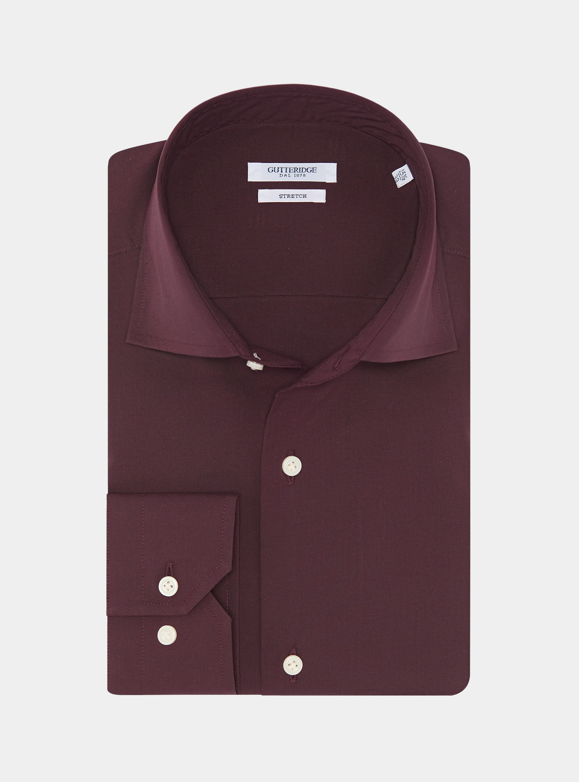 Camisa de popel&iacute;n de algod&oacute;n el&aacute;stico, BURDEOS