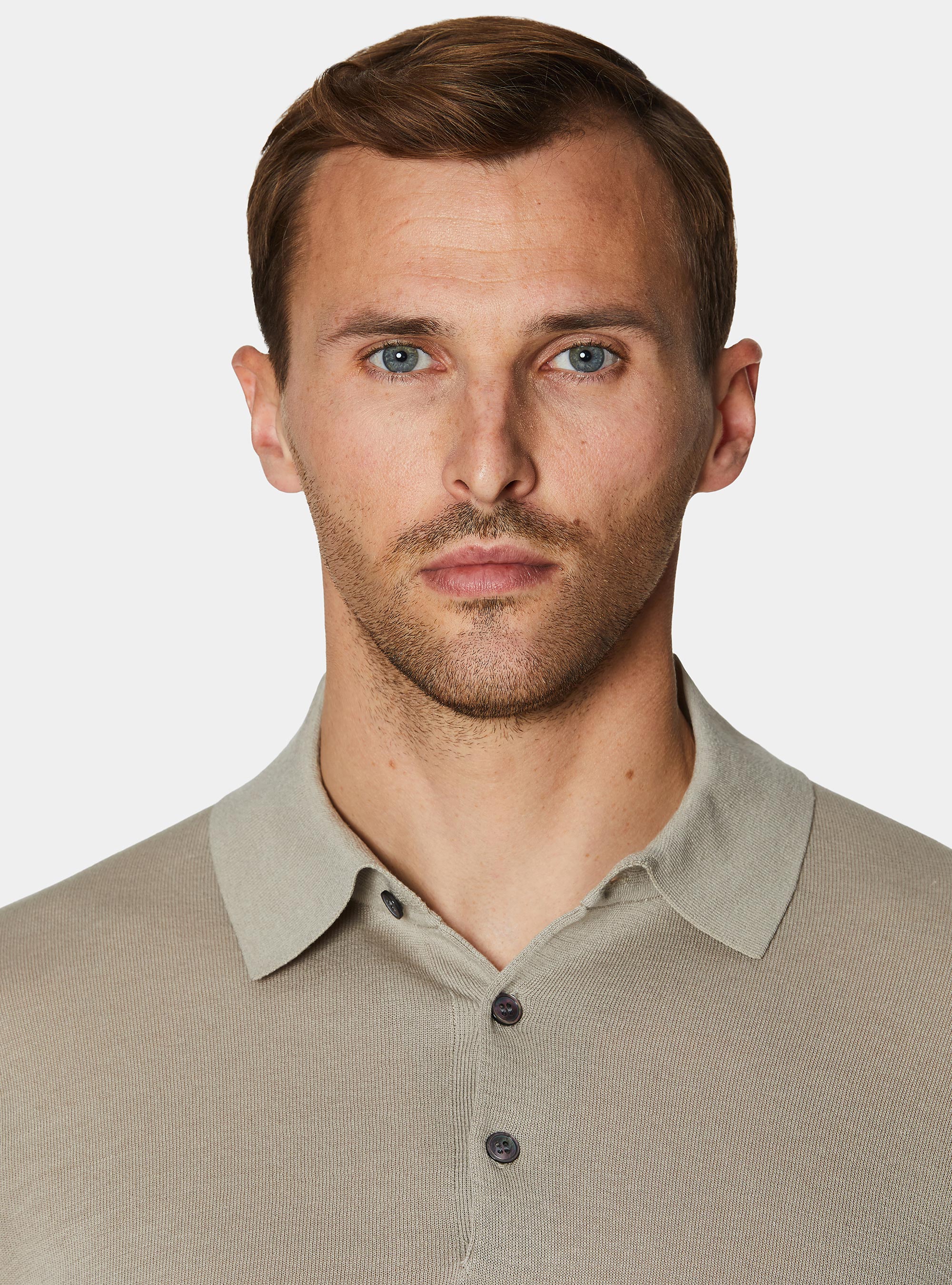Cotton and silk polo shirt, SAND