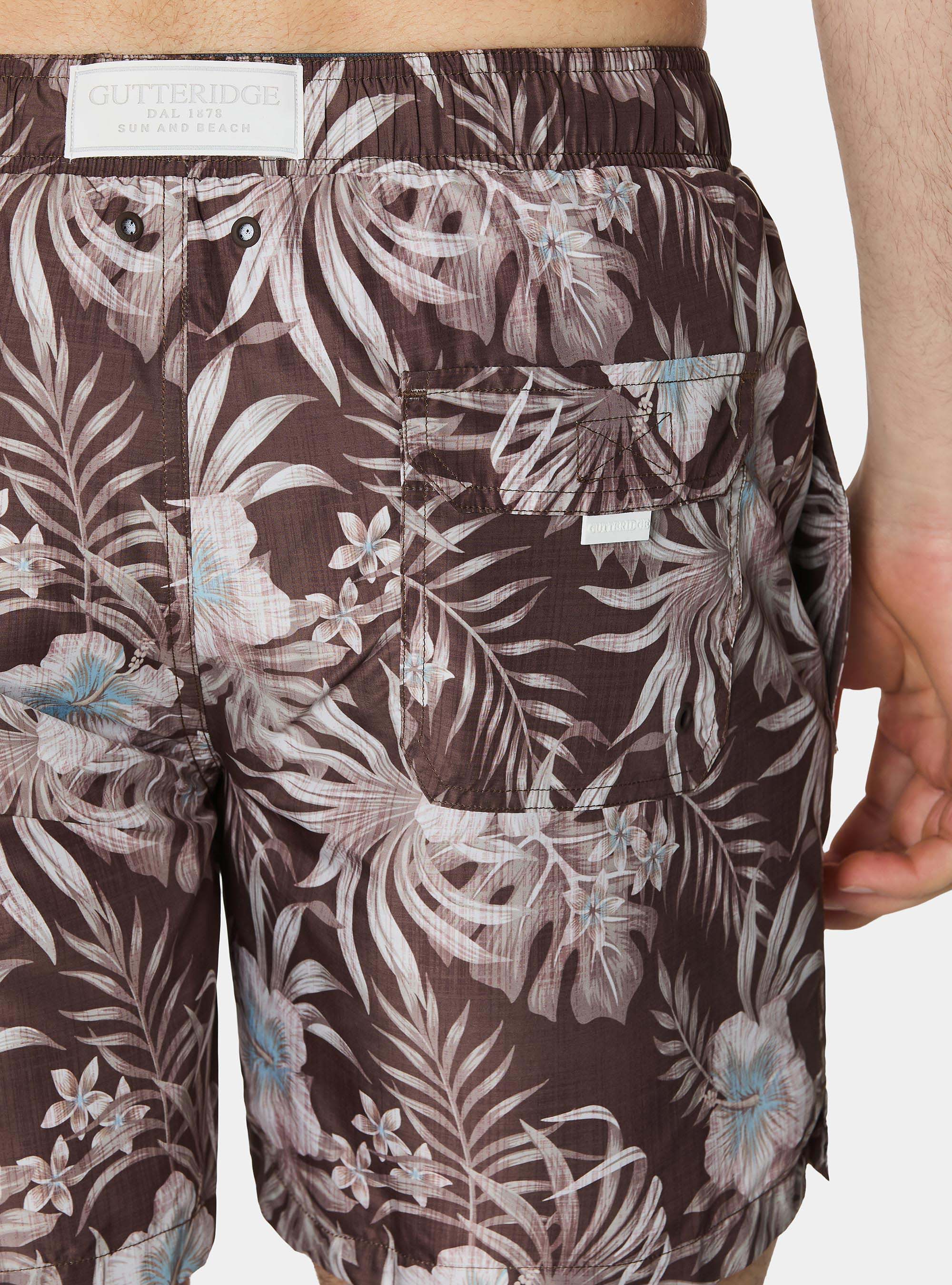 Floral print swimwear, BROWN