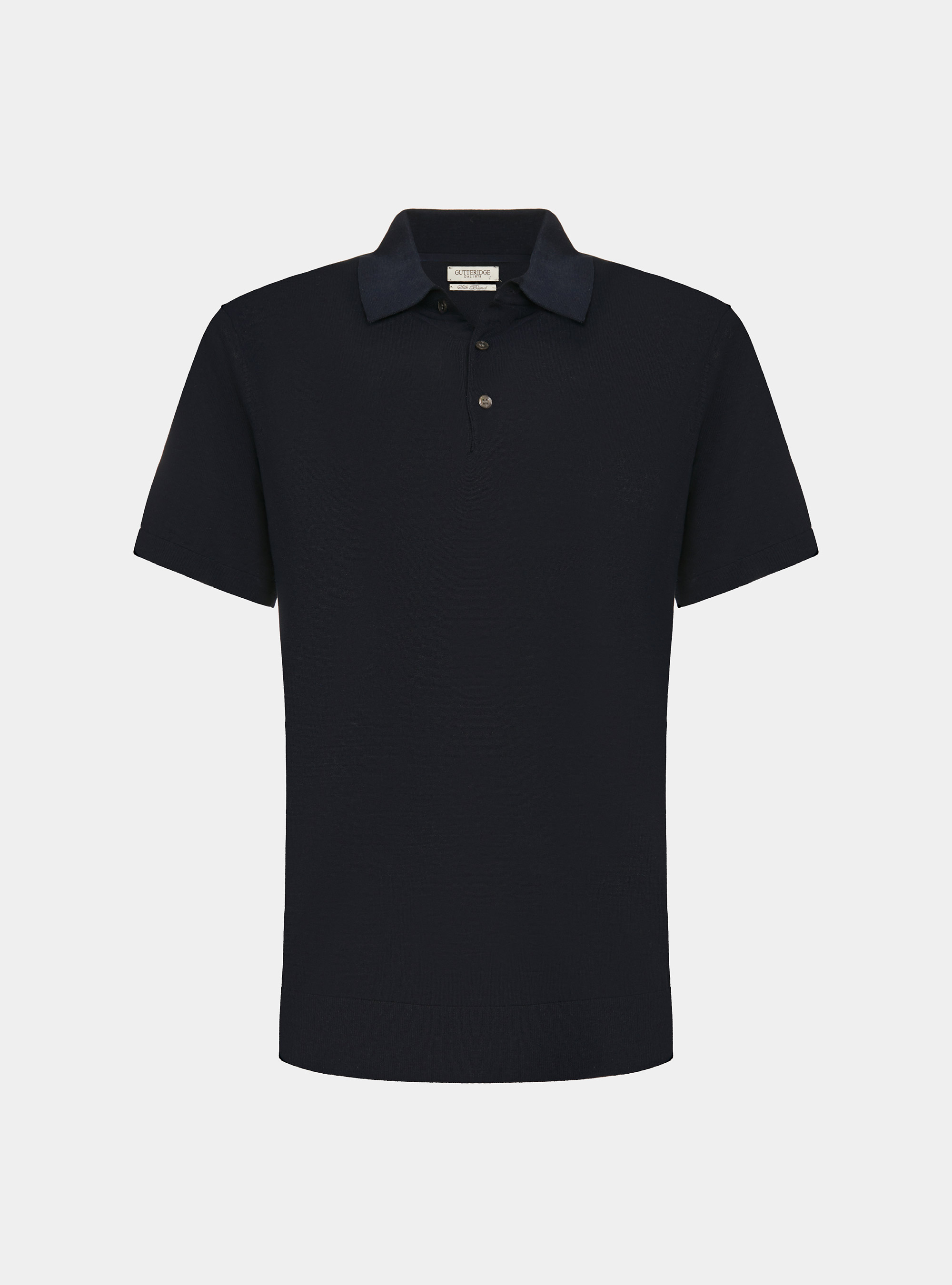 Polo de punto de algod&oacute;n y seda, AZUL MARINO