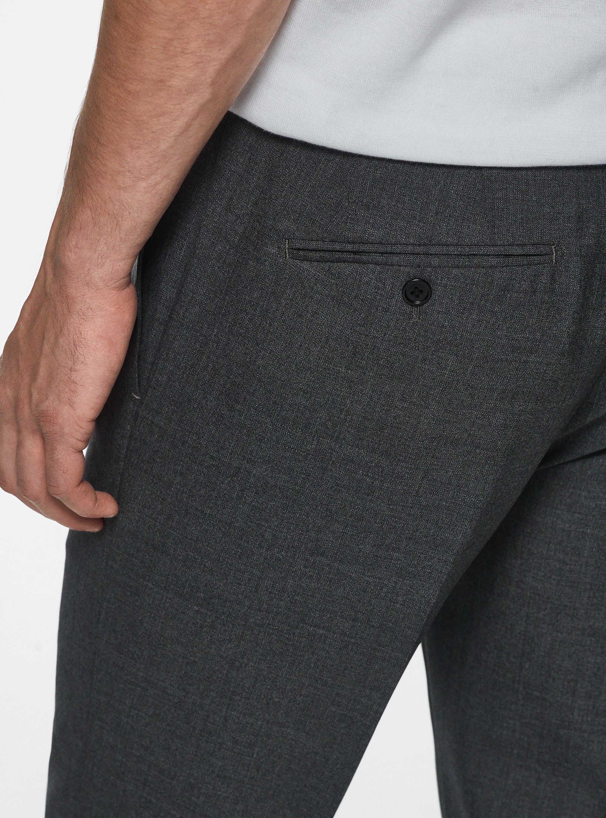 Pantaloni drop 4 in pura lana, ASFALTO 0112C
