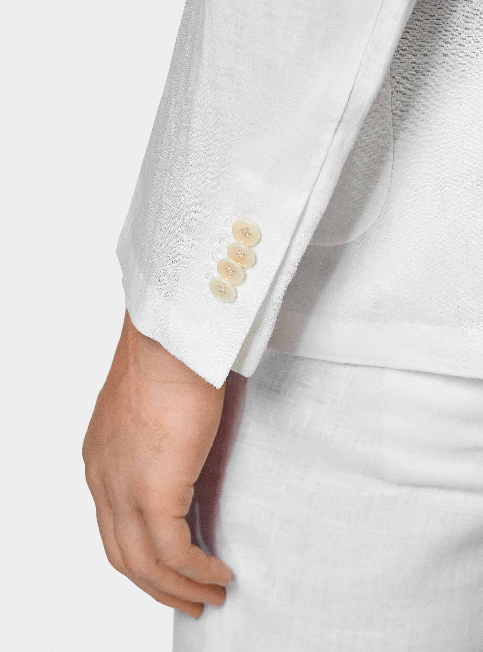 Pure linen suit blazer, WHITE