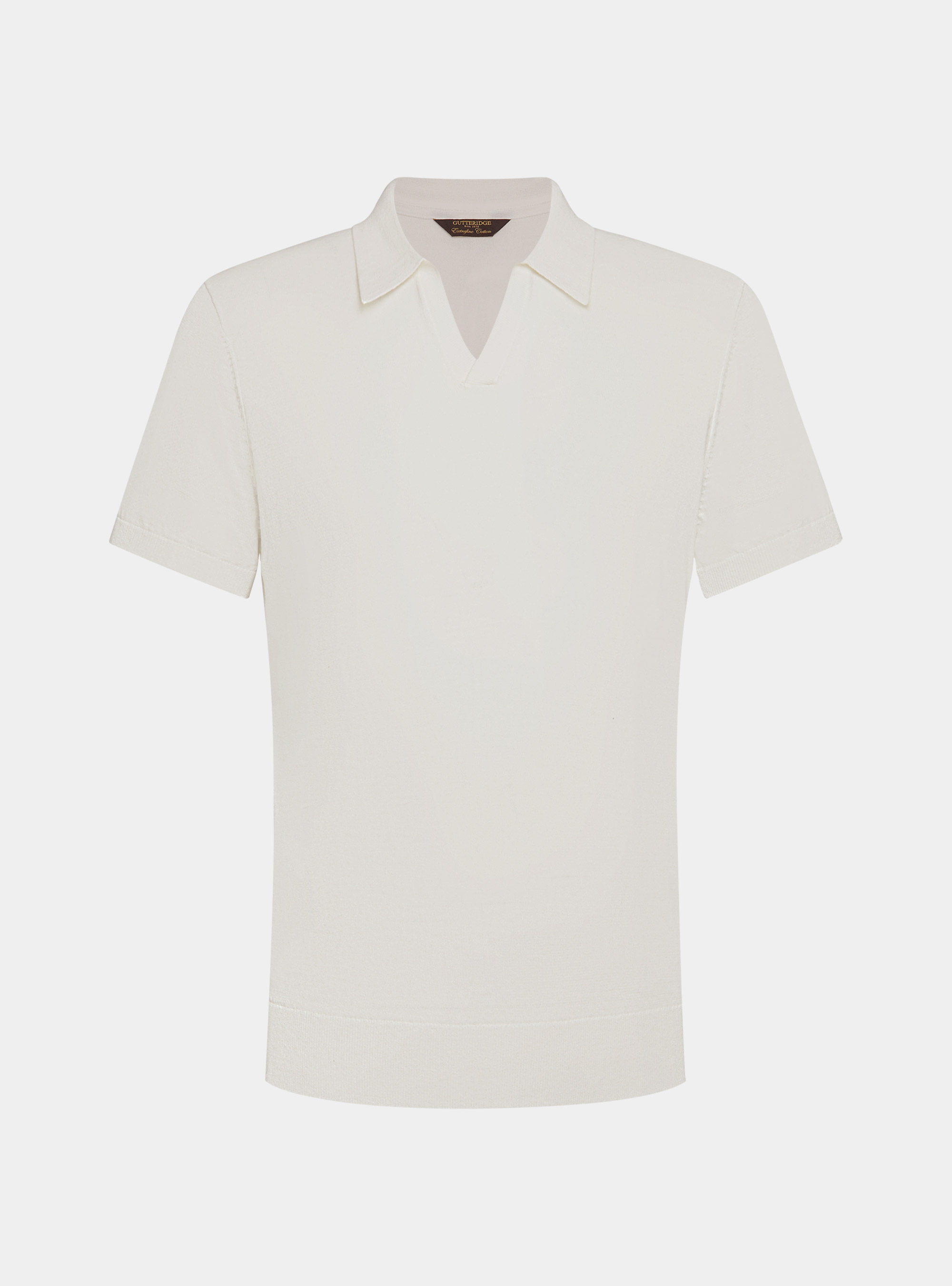 Buttonless knitted polo shirt in extra-fine cotton, WHITE