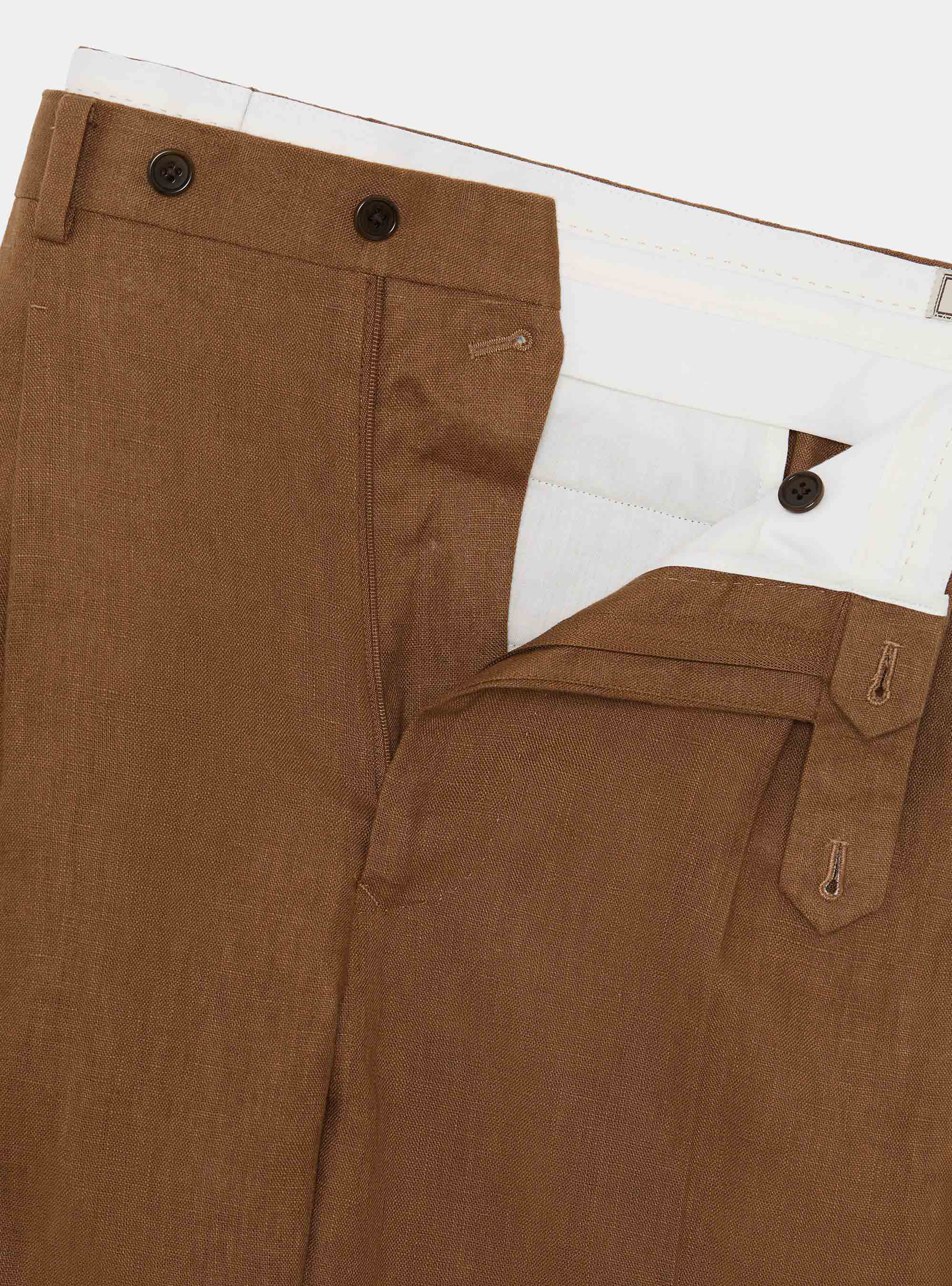Pure linen double pleat trousers, MULTICOLOR