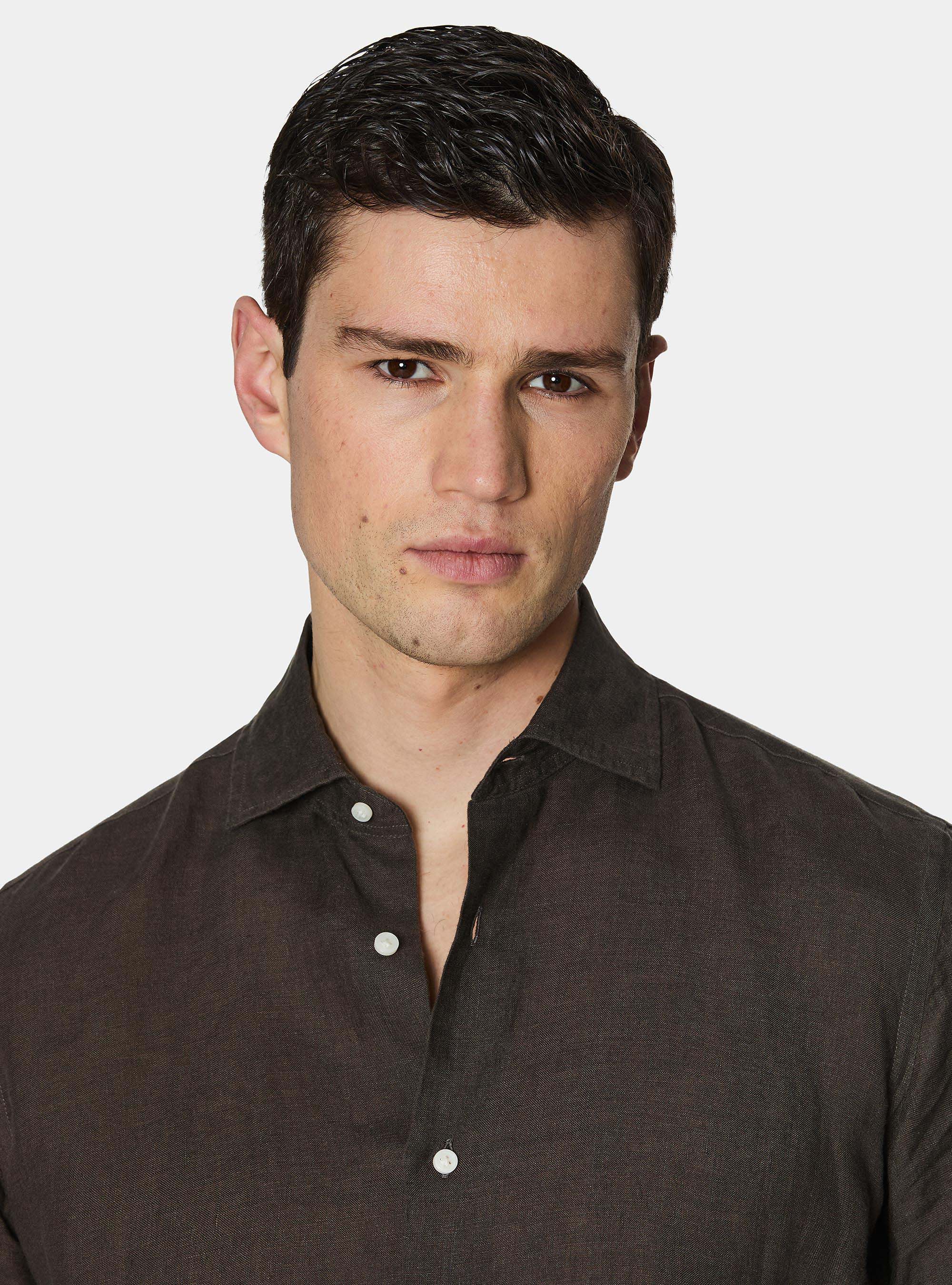Pure linen shirt, BROWN