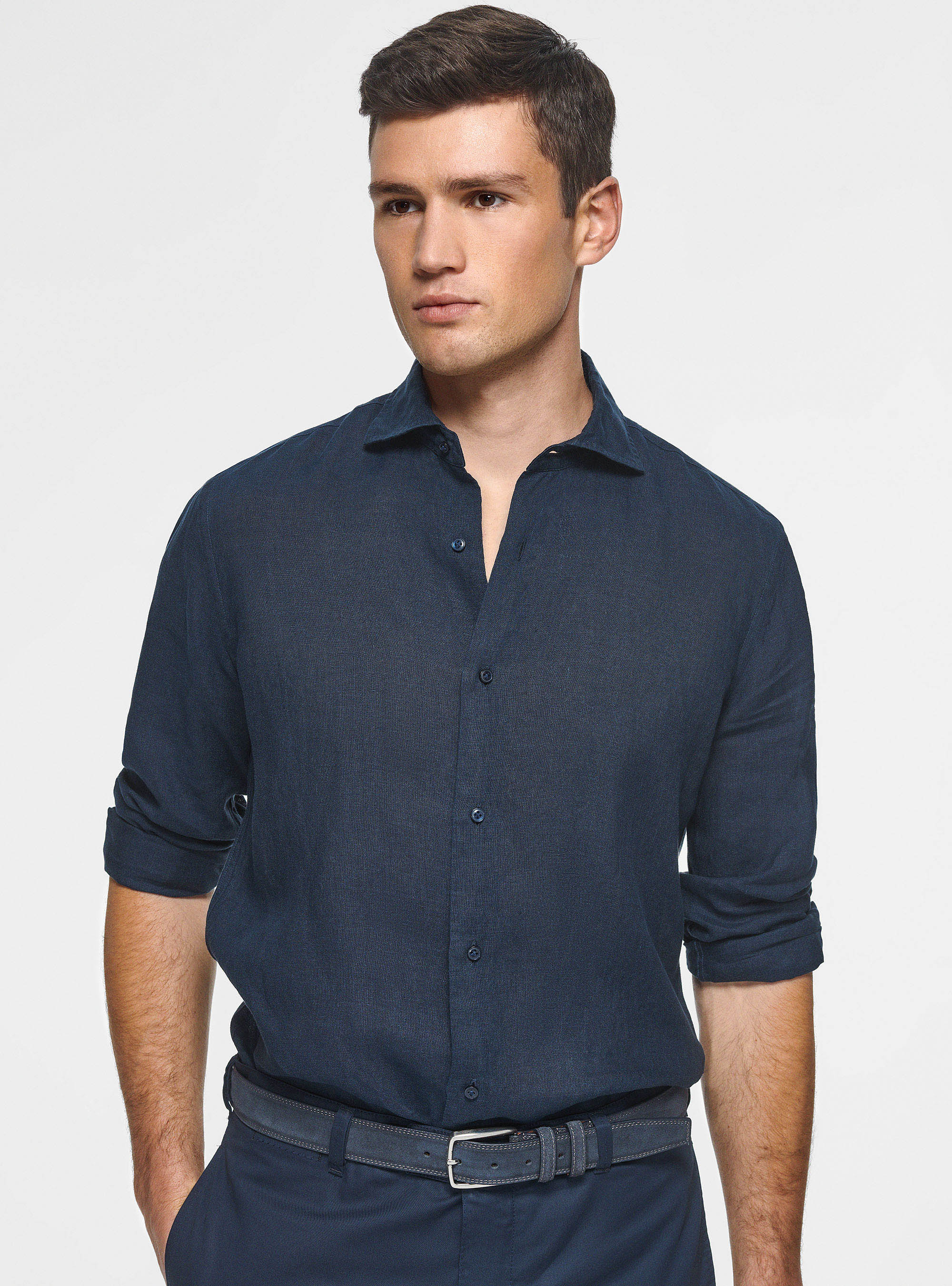 Camicia in puro lino, BLU NAVY