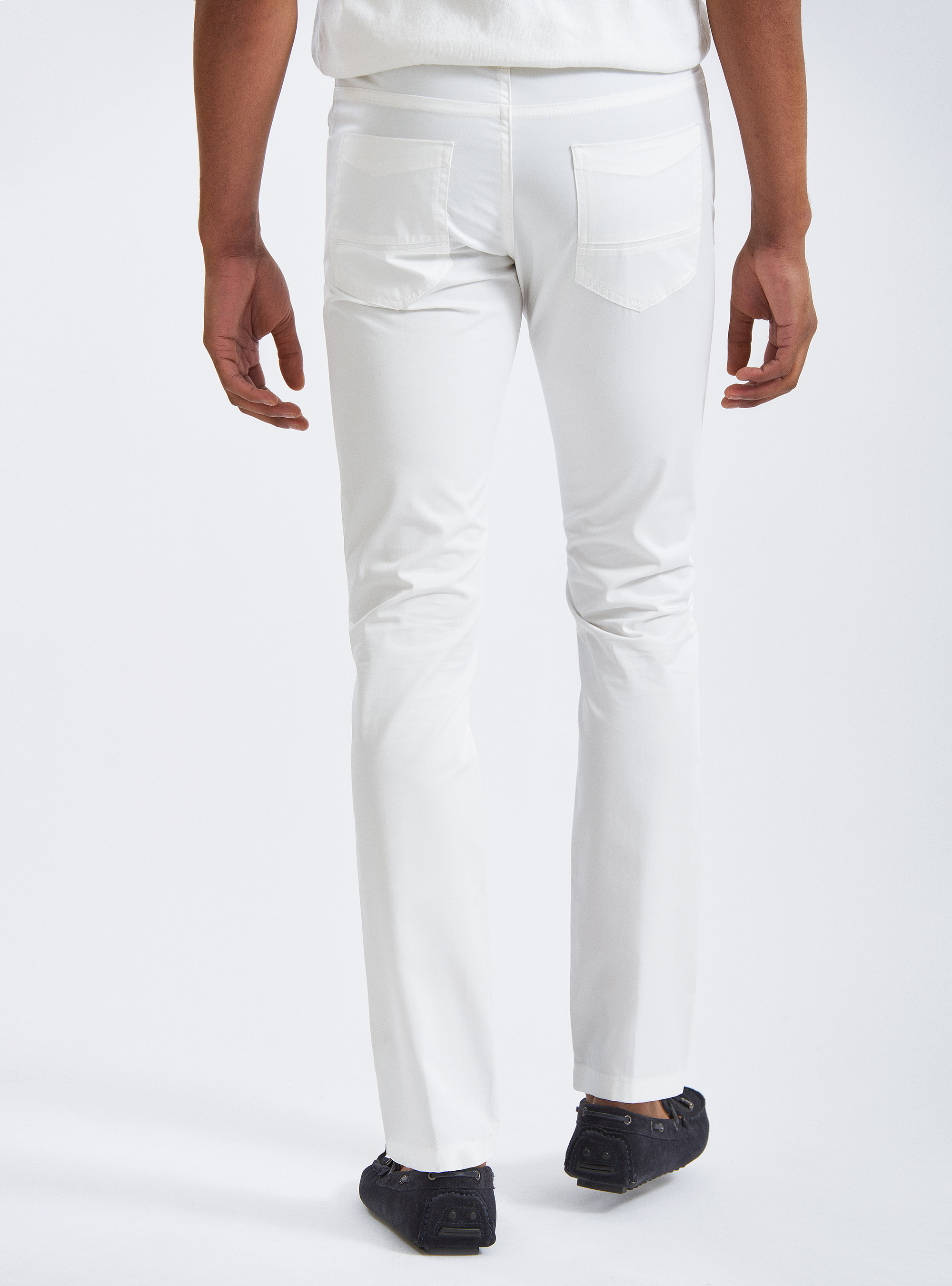 Lightweight cotton twill 5-pocket trousers, WHITE