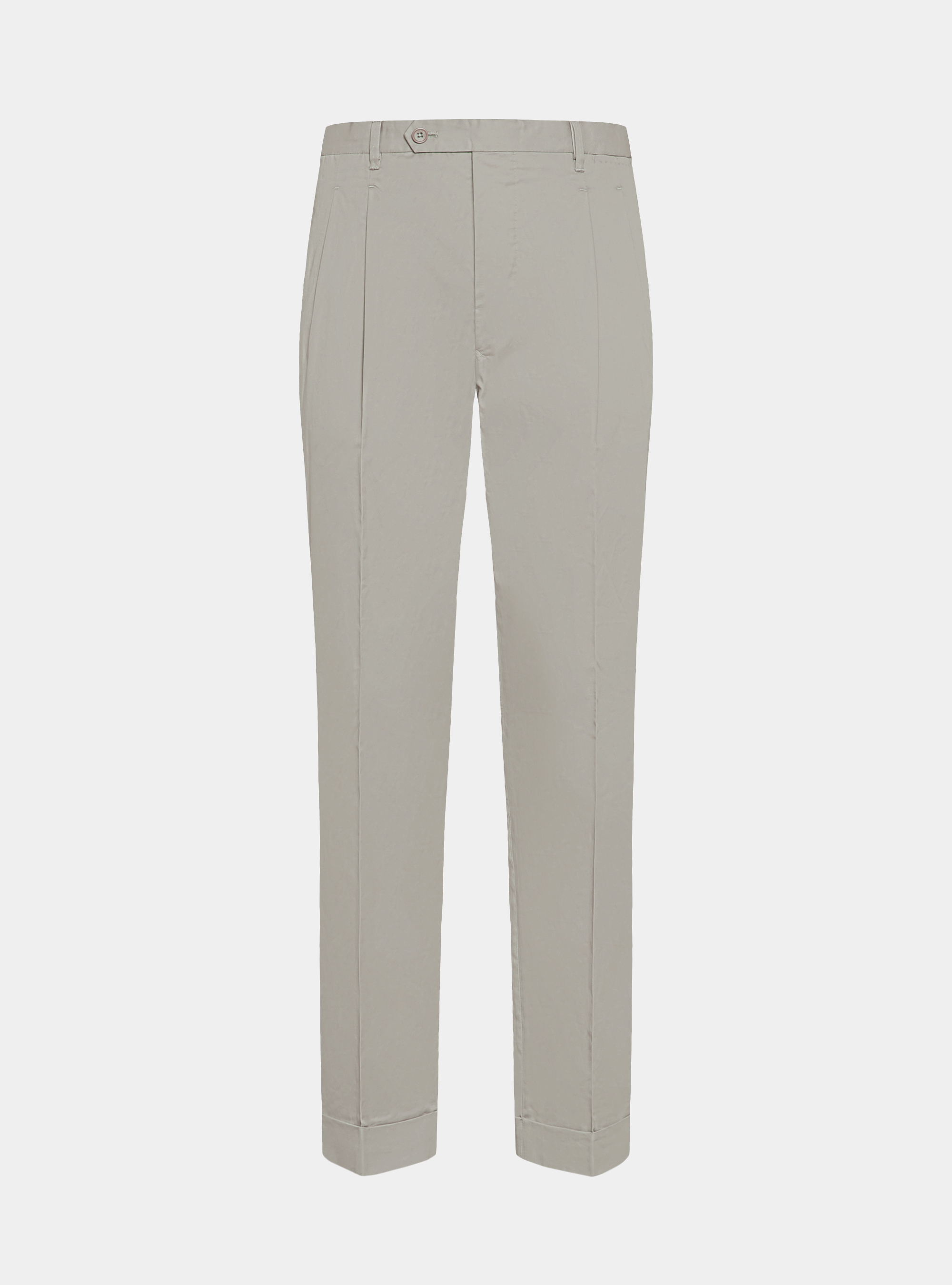 Cotton poplin pleat trousers, ECRU