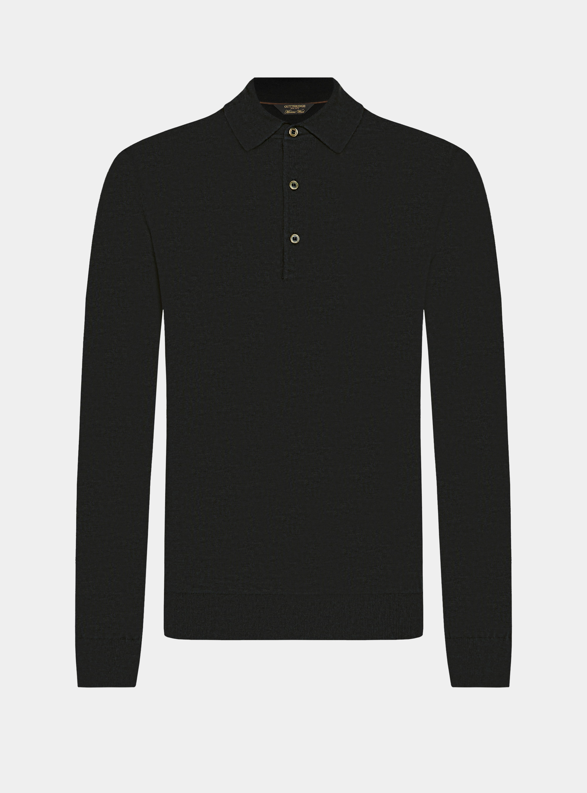 Polo en laine m&eacute;rinos extra-fine, NOIR