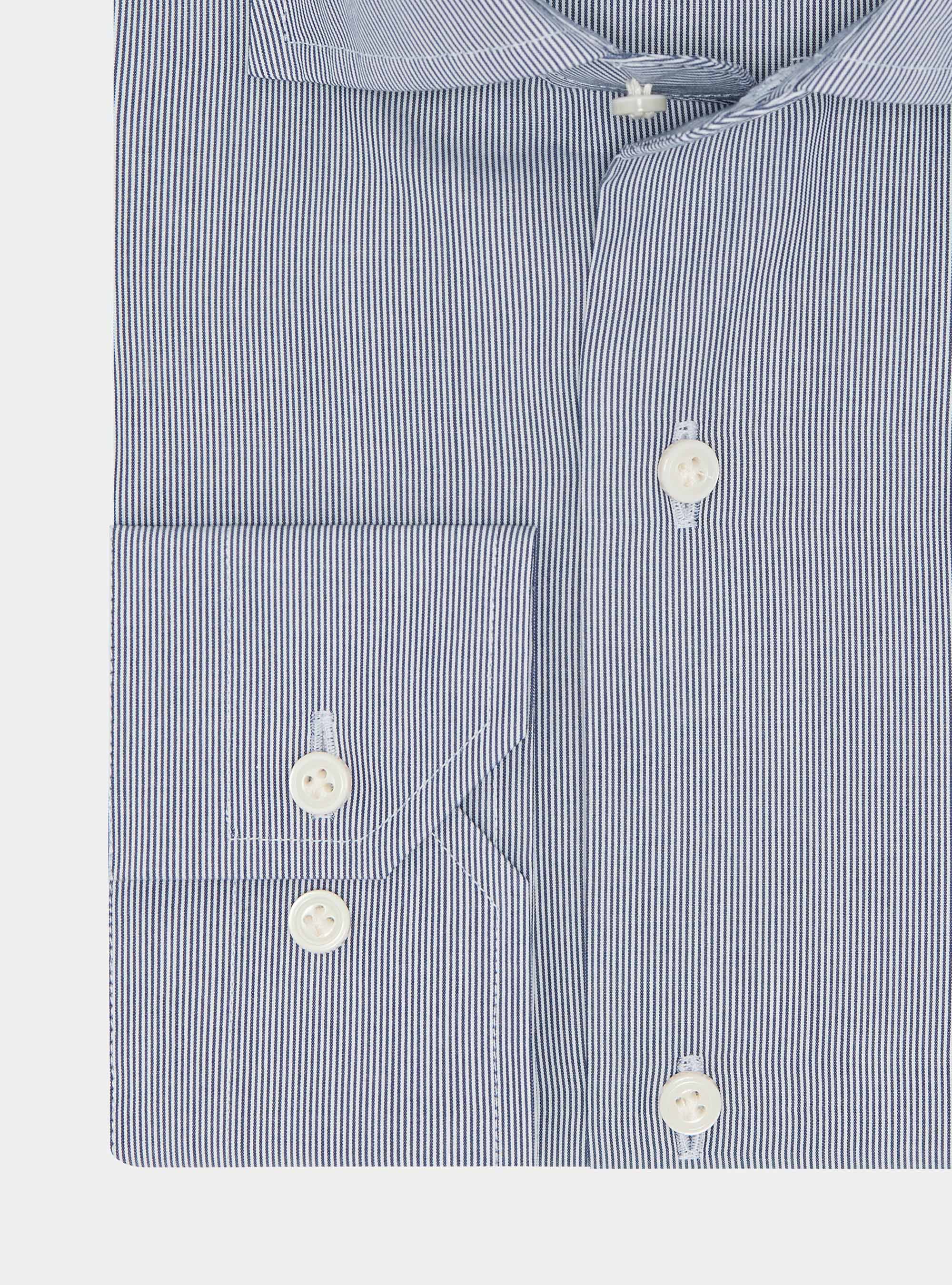 Shirt in fine-striped cotton poplin, NAVY BLUE