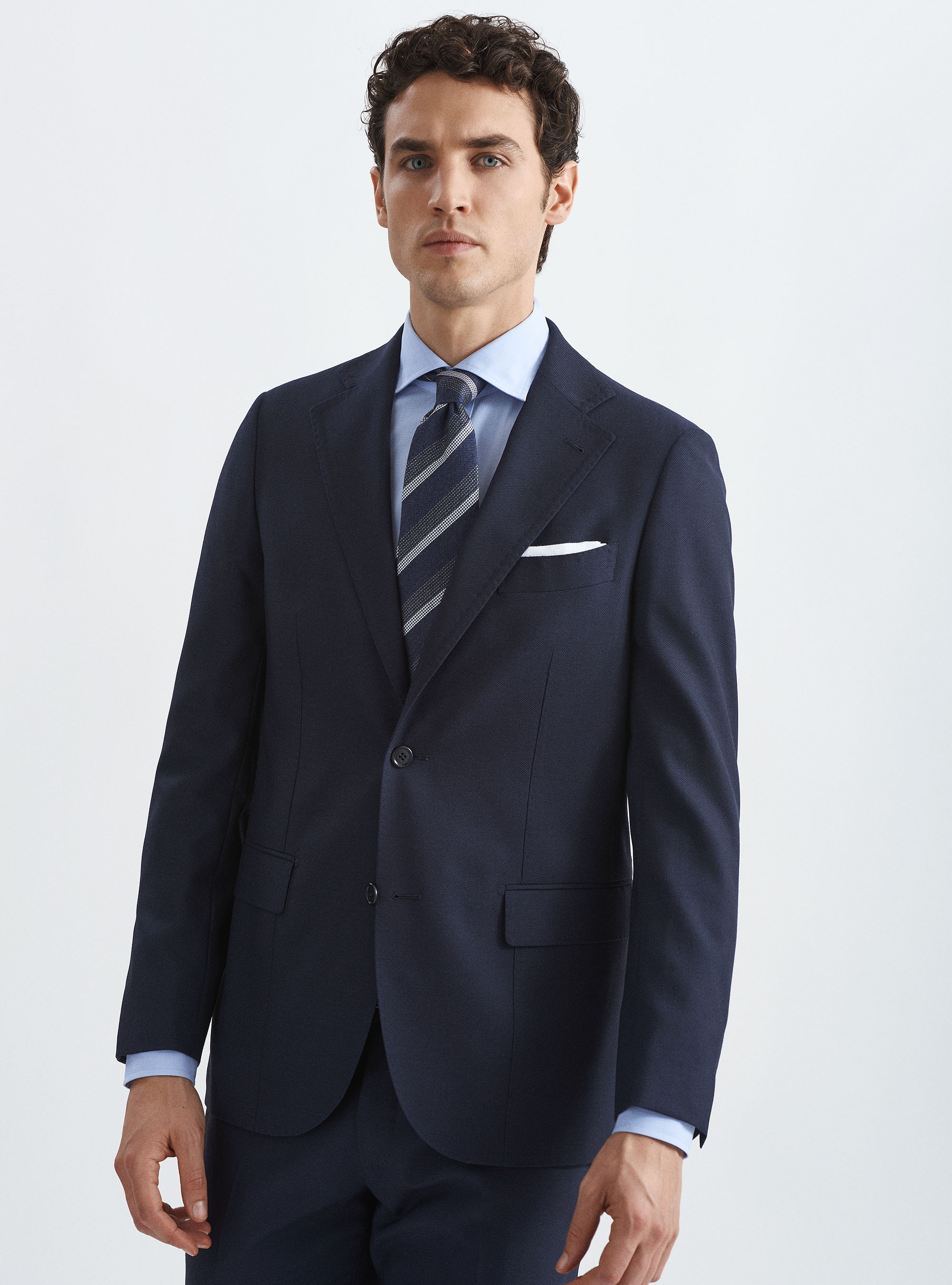 Marlane micro-weave pure wool suit blazer, NAVY BLUE