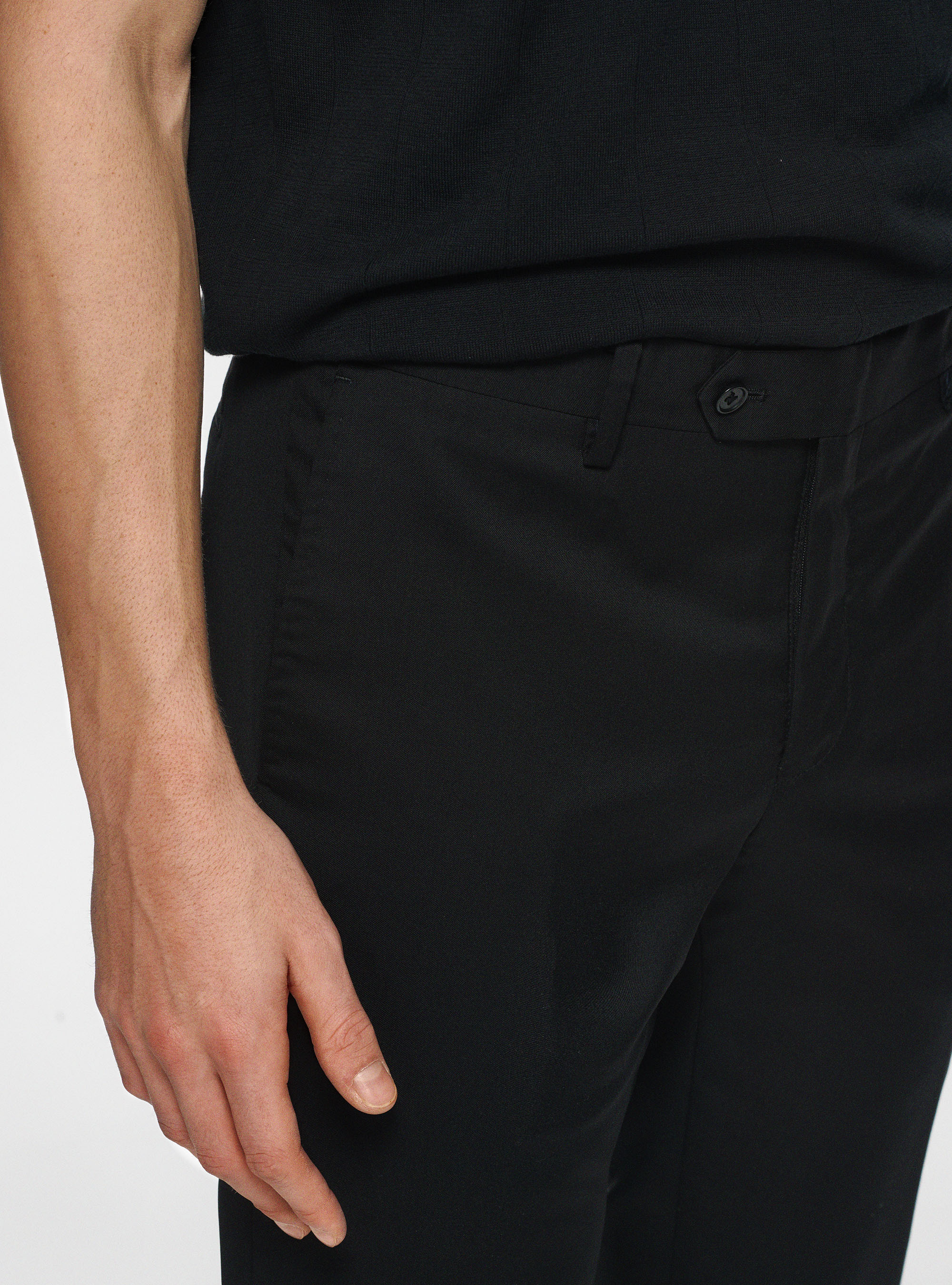 Pantaloni in pura lana superfine 110's, NERO