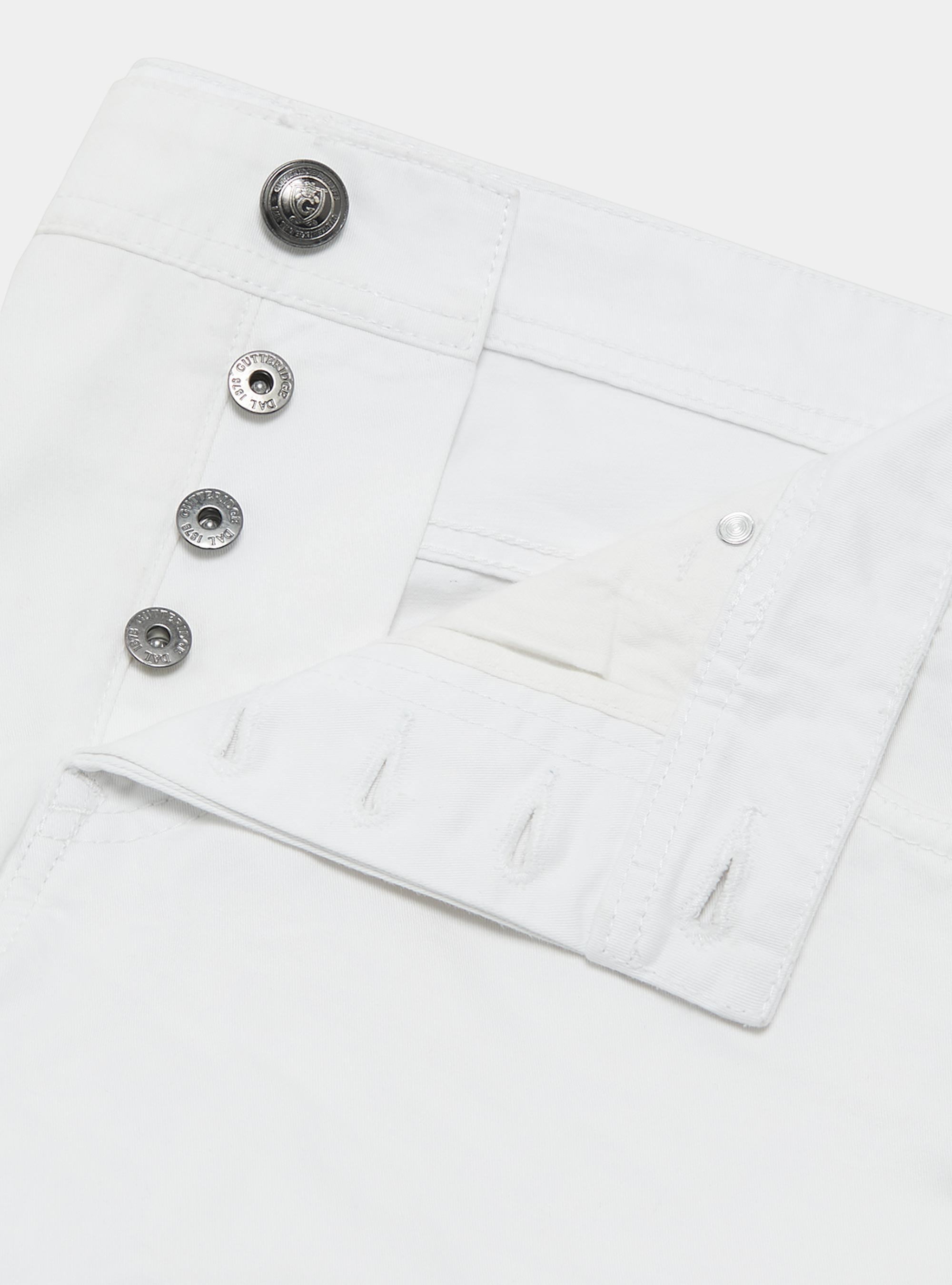 Pantalon 5 poches en serg&eacute; de coton, BLANC